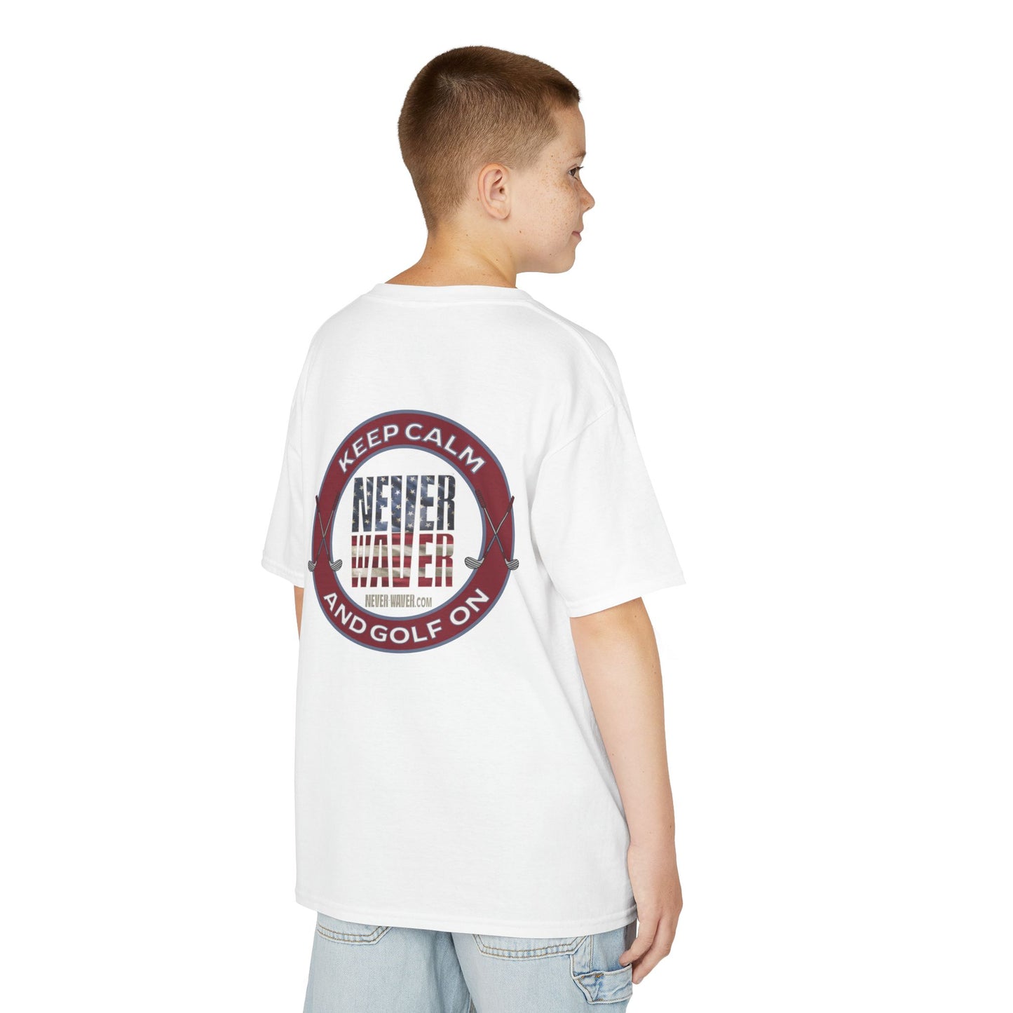 Kids Golf Tee - Keep Calm Never Waver and Golf On - Never Waver