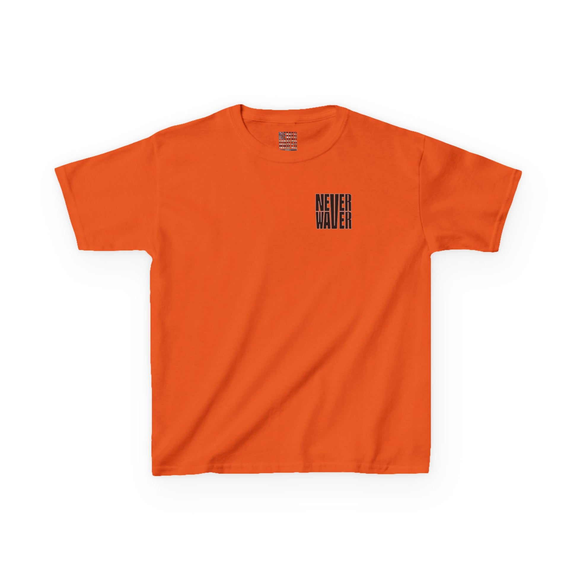 Kids Tee Never Waver” Jesus t-shirt might feature a bold, eye-catching design that reflects a steadfast faith and confidence in Christ.  - Never Waver