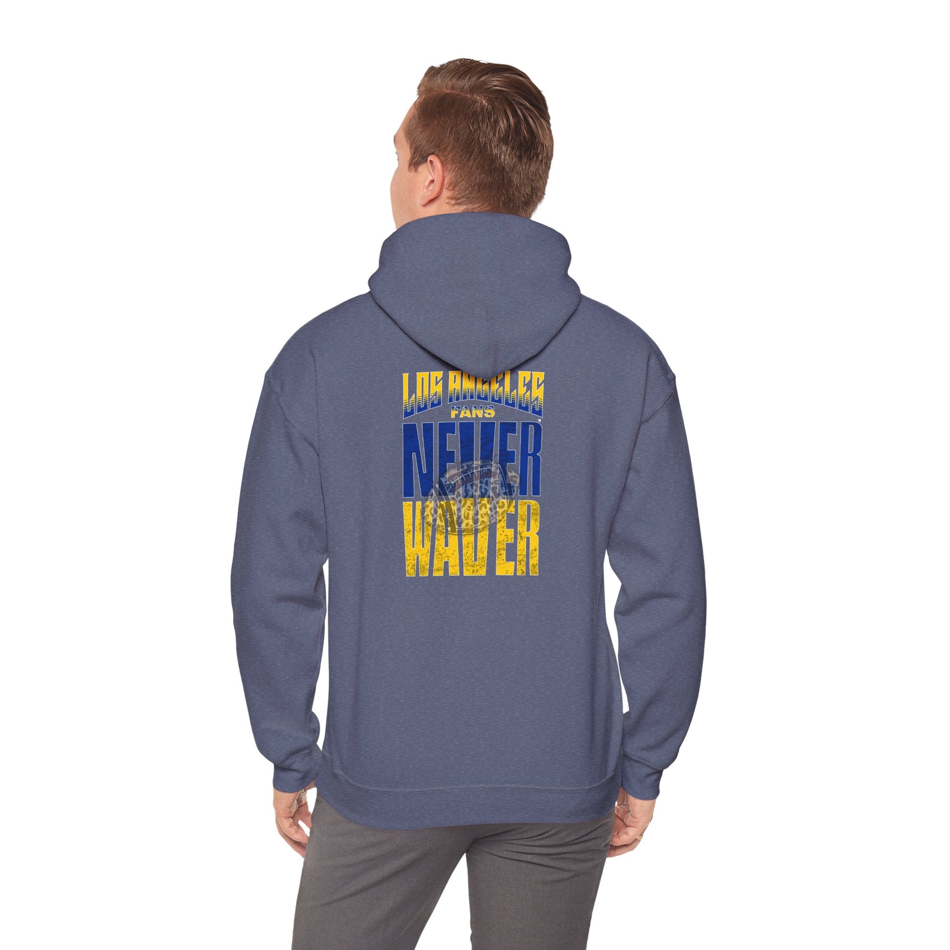 Unisex Heavy Blend™ Hooded Sweatshirt - Los Angeles Fans  NEVER WAVER w Leopard Football | Cozy Streetwear for Every Day - Never Waver