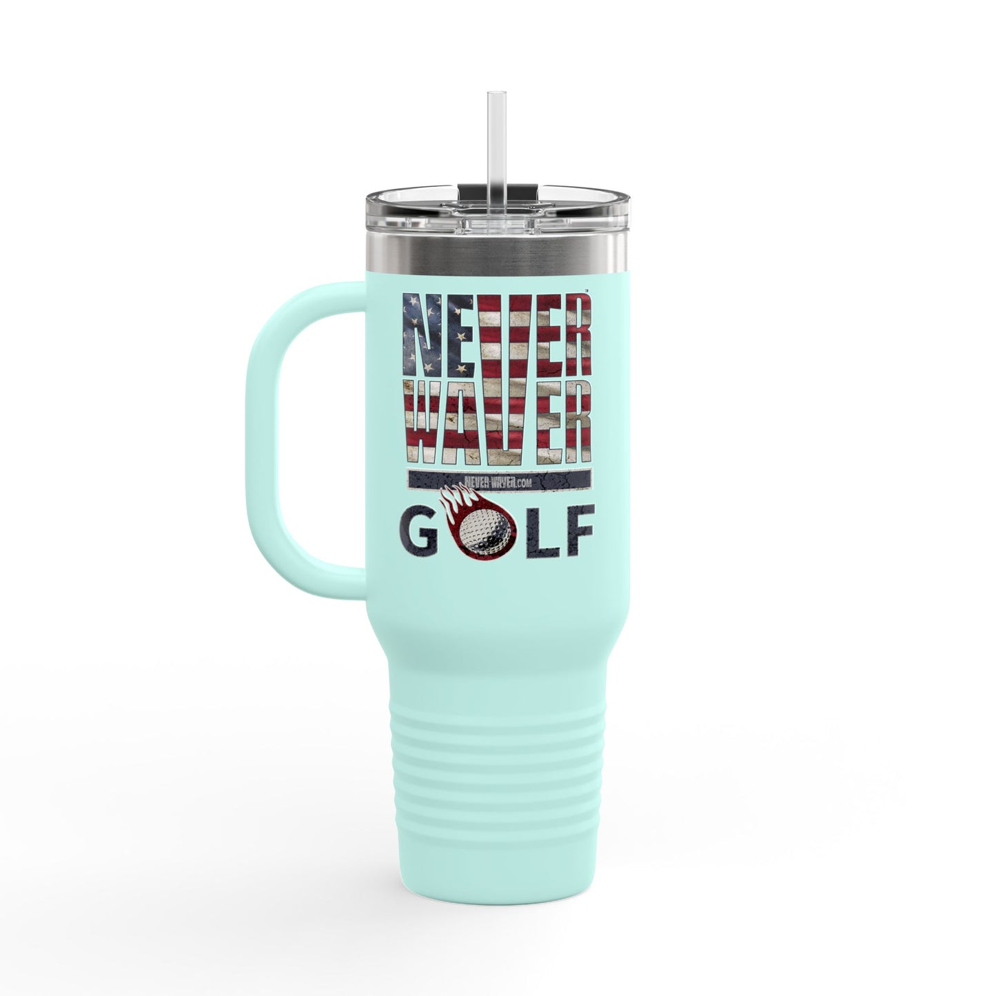 Insulated Travel Mug - "Never Waver Golf" - 40oz Sporty Drinkware - Never Waver