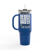 Insulated Travel Mug - "Never Waver” Jesus a bold, eye-catching design that reflects a steadfast faith and confidence in Christ. " - 40oz Sporty Drinkware - Never Waver
