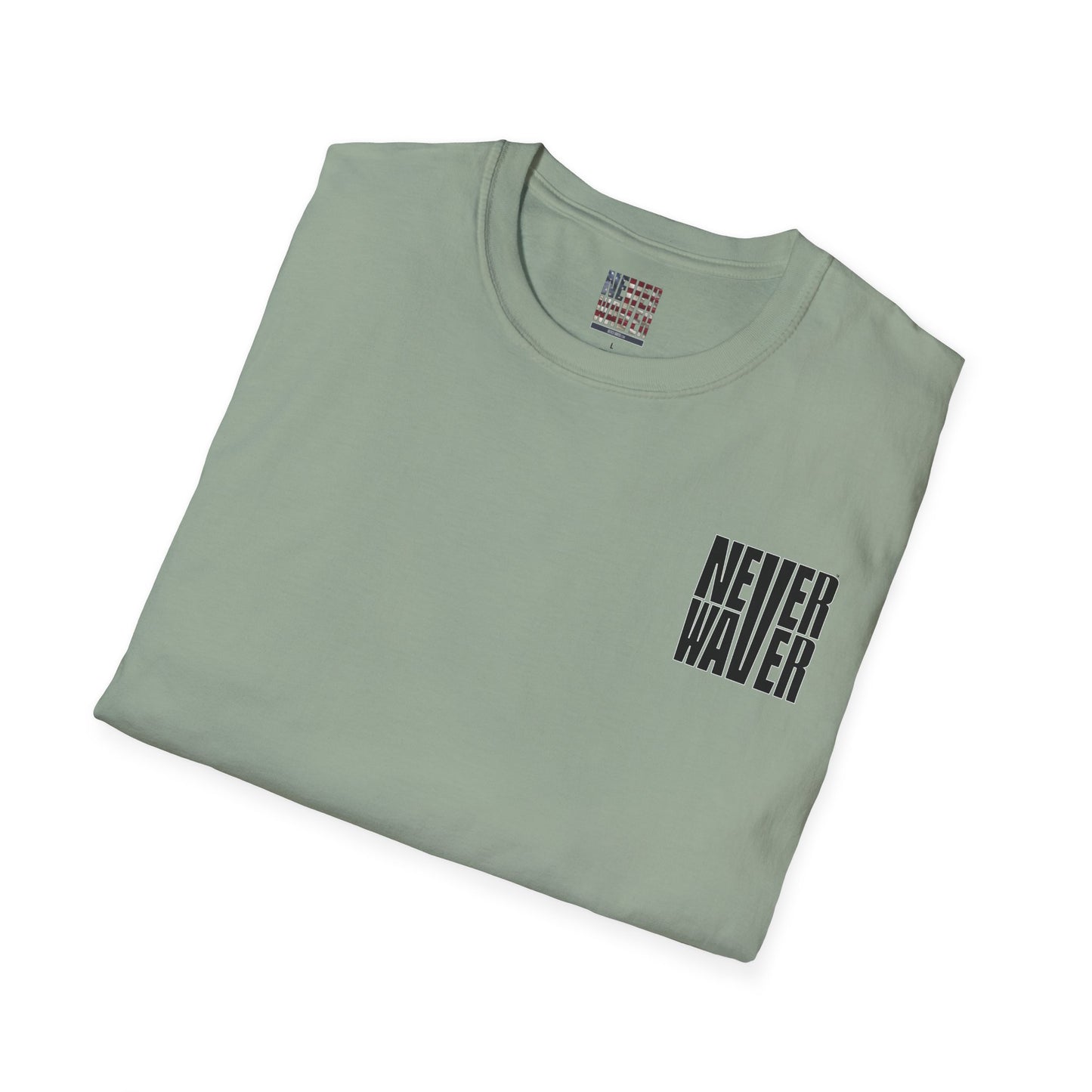 Never Waver” Jesus a bold, eye-catching design that reflects a steadfast faith and confidence in Christ. Unisex Soft style T-Shirt - Never Waver