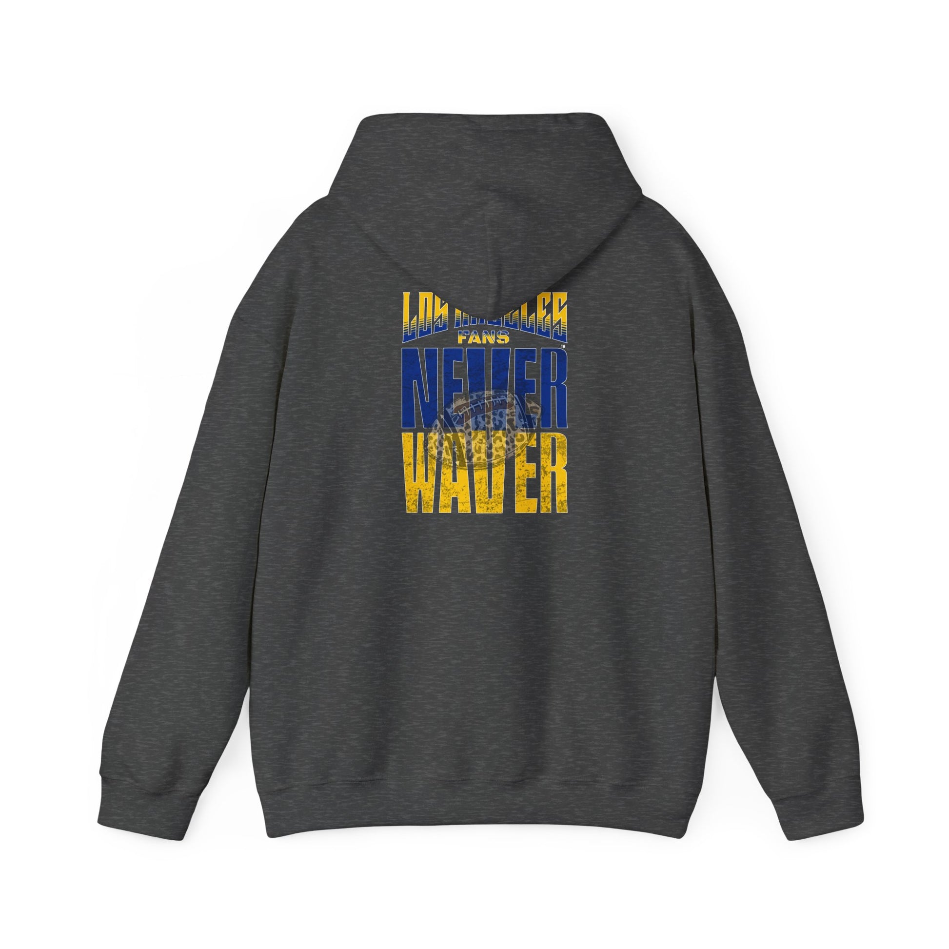 Unisex Heavy Blend™ Hooded Sweatshirt - Los Angeles Fans  NEVER WAVER w Leopard Football | Cozy Streetwear for Every Day - Never Waver
