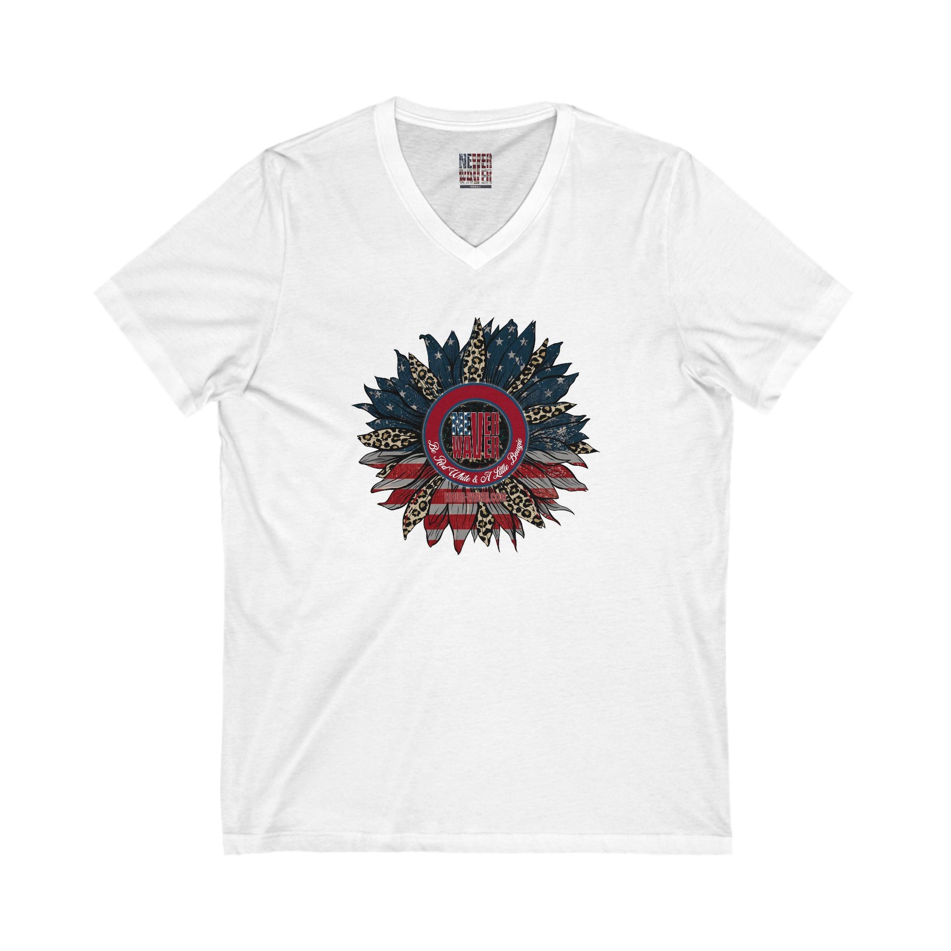 Unisex V-Neck Tee - Never Waver Be Red White & A little Bougie T-Shirt - Never Waver