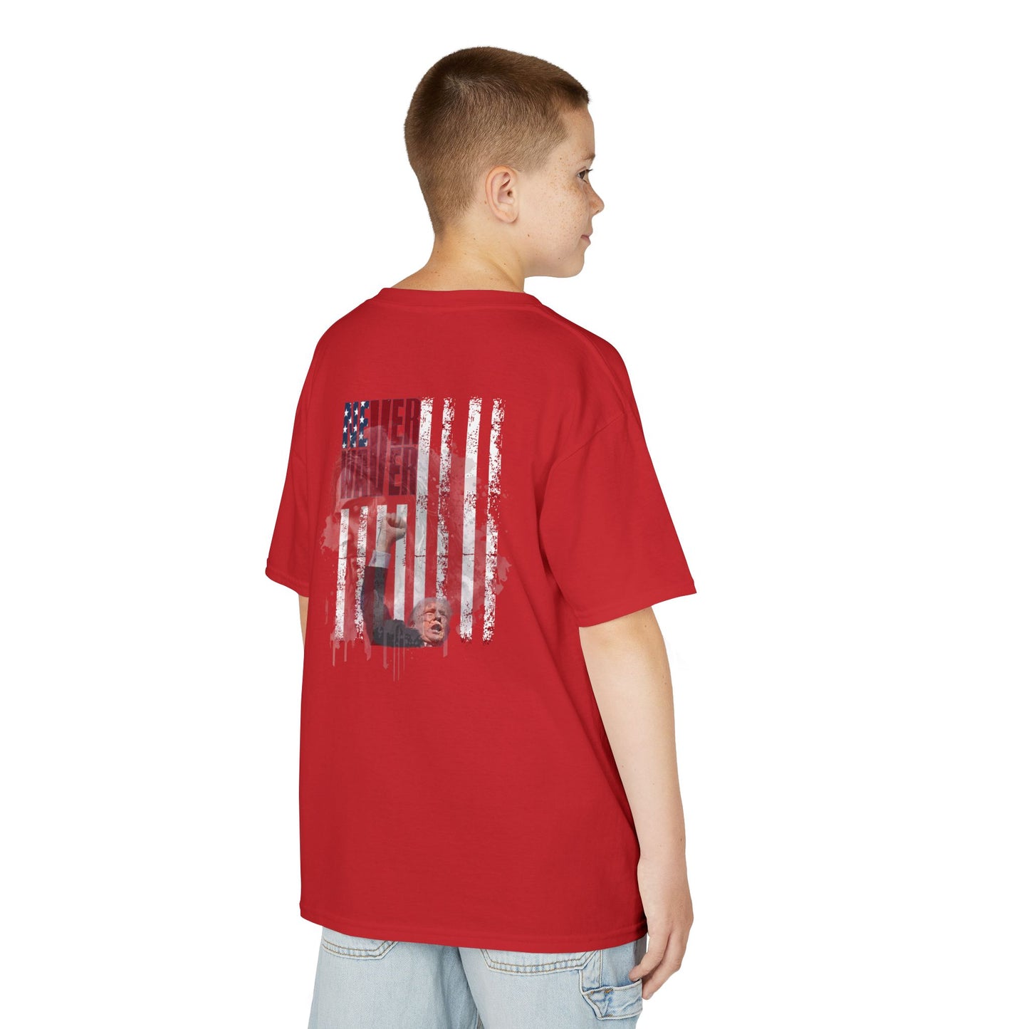 Never Waver Trump Fist Pump W Jesus Protection Kids Heavy Cotton™ Tee - Never Waver