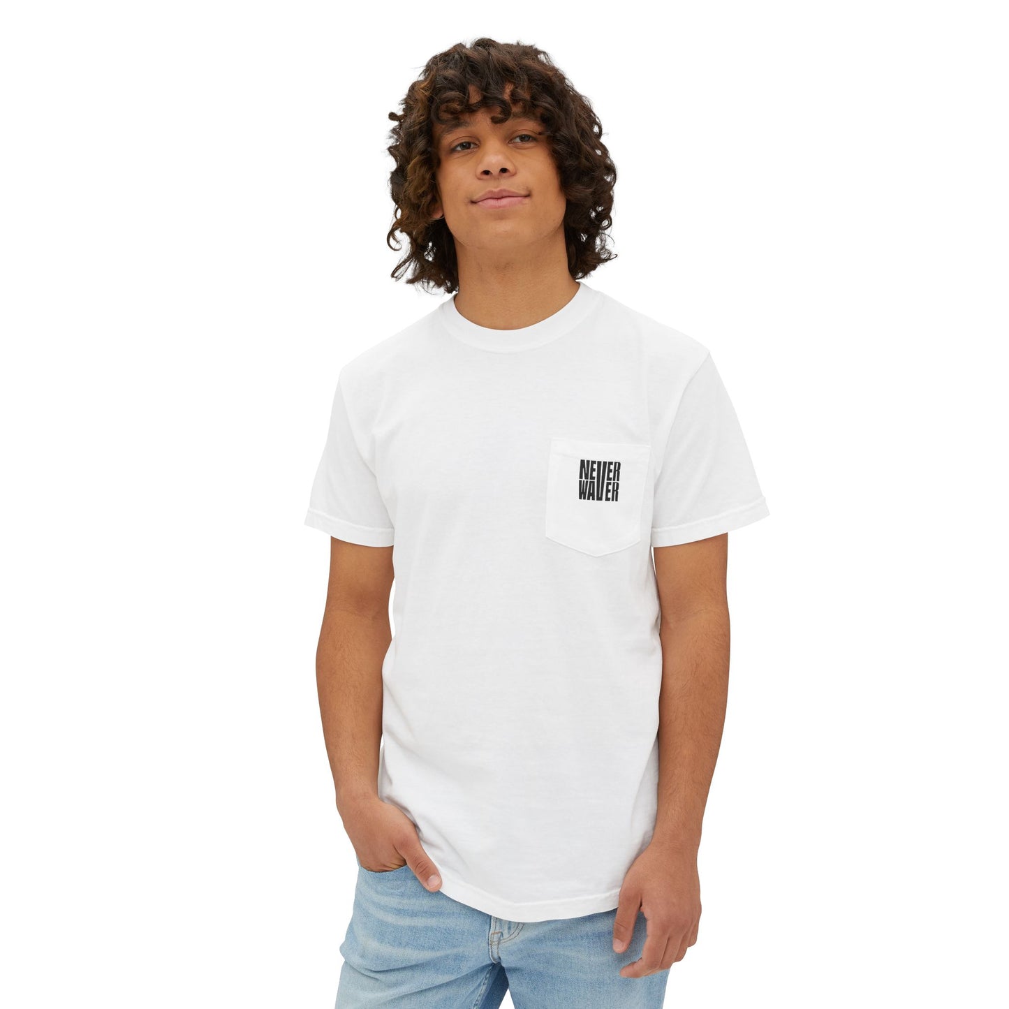 Unisex Garment-Dyed Pocket T-Shirt | "Never Waver PAPA Because Grandpa Is For Old Guy" Graphic Tee for Everyday Wear - Never Waver