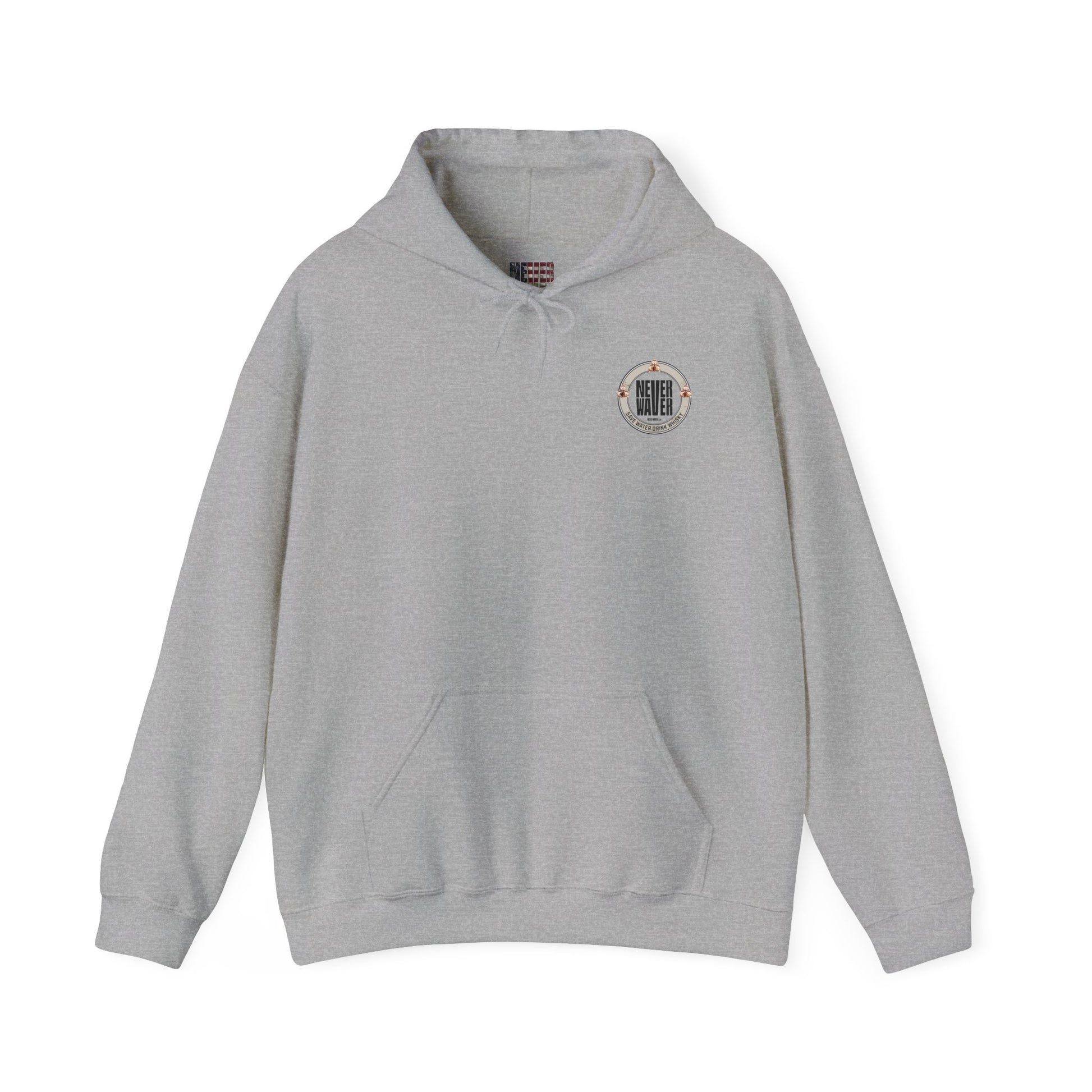 Eco-Friendly Unisex Hoodie: "Never Waver - Save Water, Drink Whiskey" - Never Waver