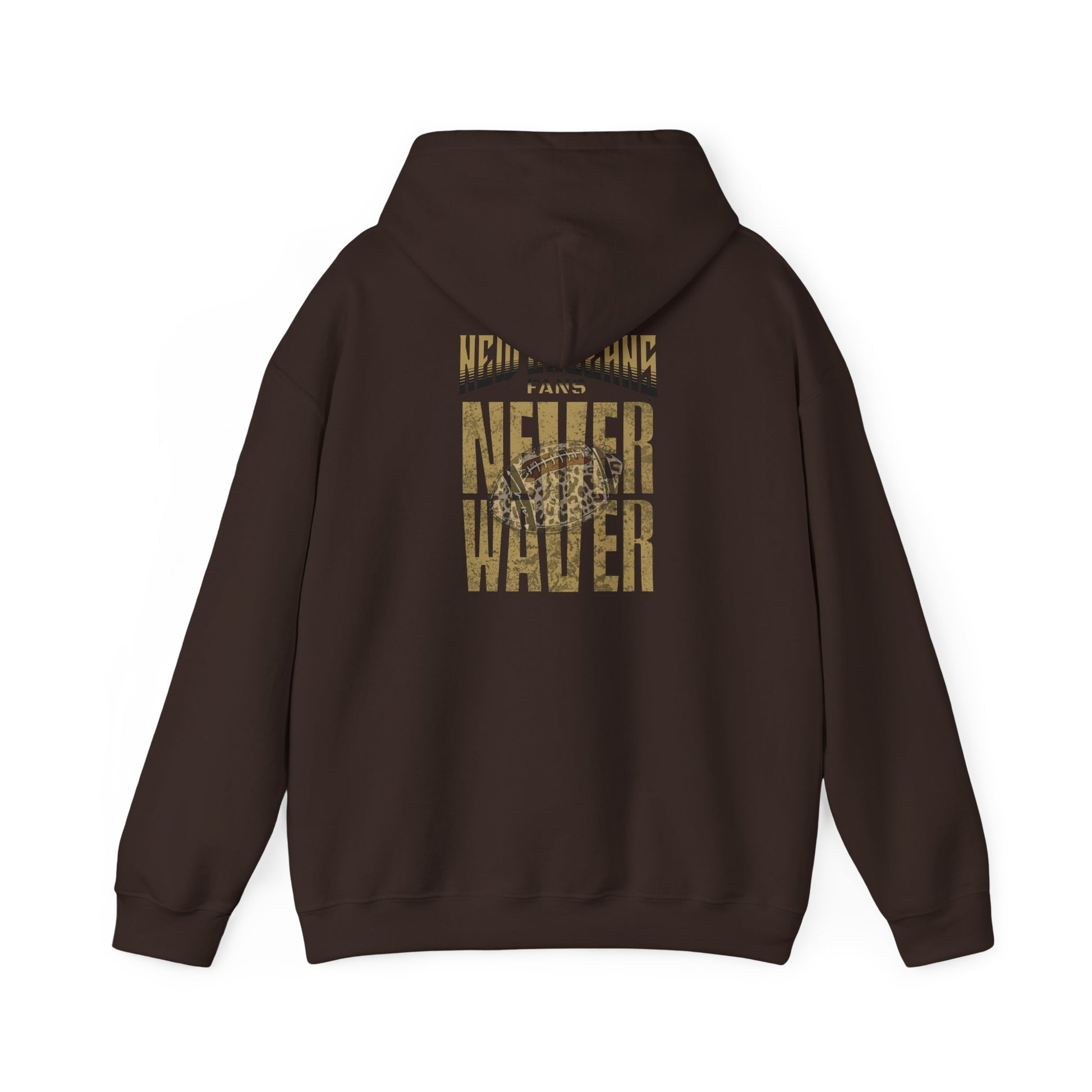 New Orleans Fans Never Waver W Leopard Football Hoodie - Unisex Heavy Blend™ Sweatshirt for Fans - Never Waver