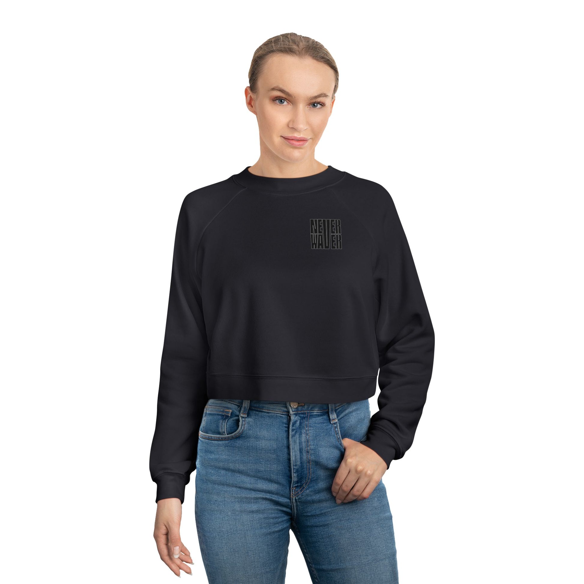 Never Waver Ain't No Hood Like Motherhood Leopard Women's Cropped Fleece Pullover - Never Waver