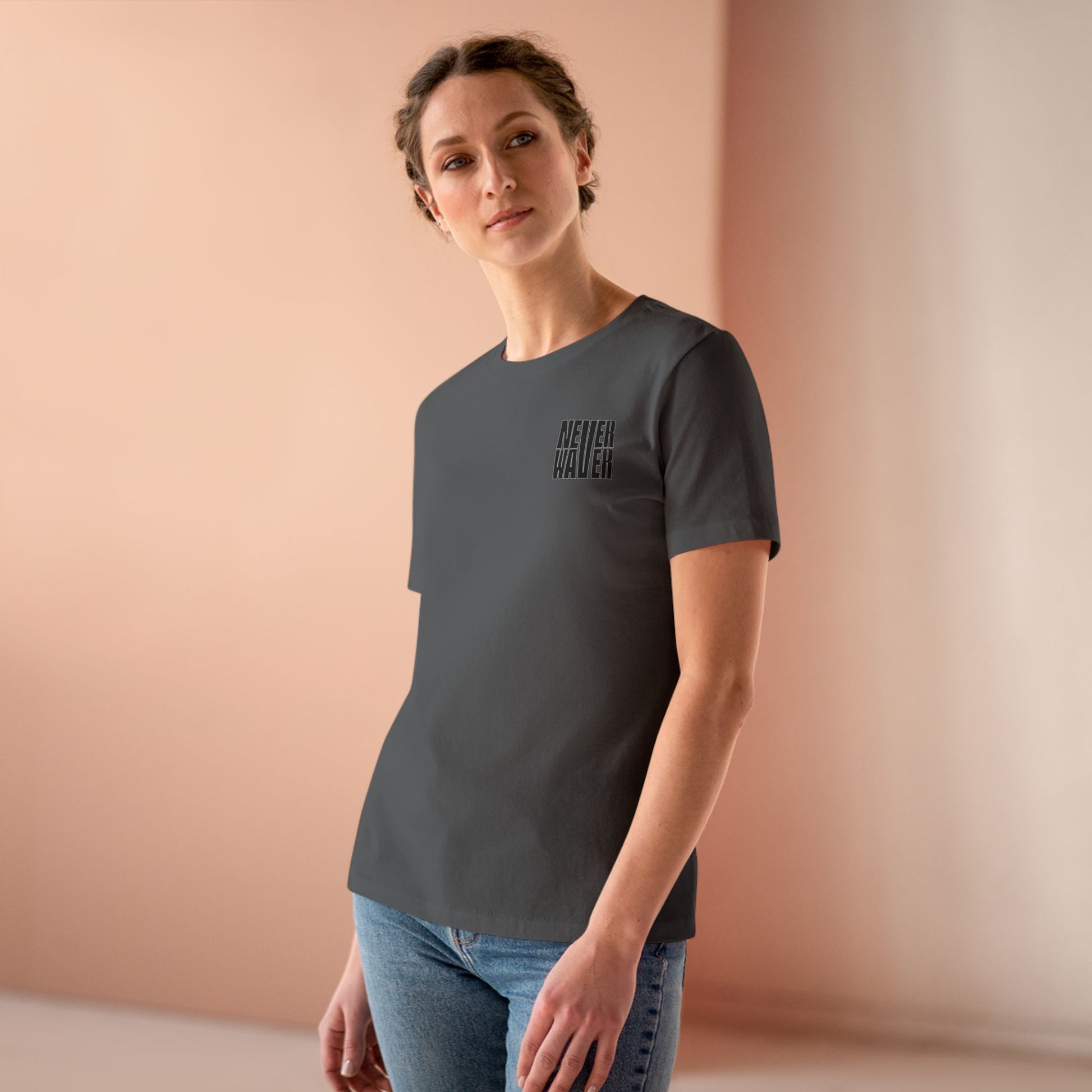 Never Waver” Jesus t-shirt might feature a bold, eye-catching design that reflects a steadfast faith and confidence in Christ.  Women's Cotton Tee - Never Waver