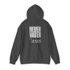 Never Waver” Jesus a bold, eye-catching design that reflects a steadfast faith and confidence in Christ. Hoodie - Unisex Heavy Blend™ Sweatshirt - Never Waver