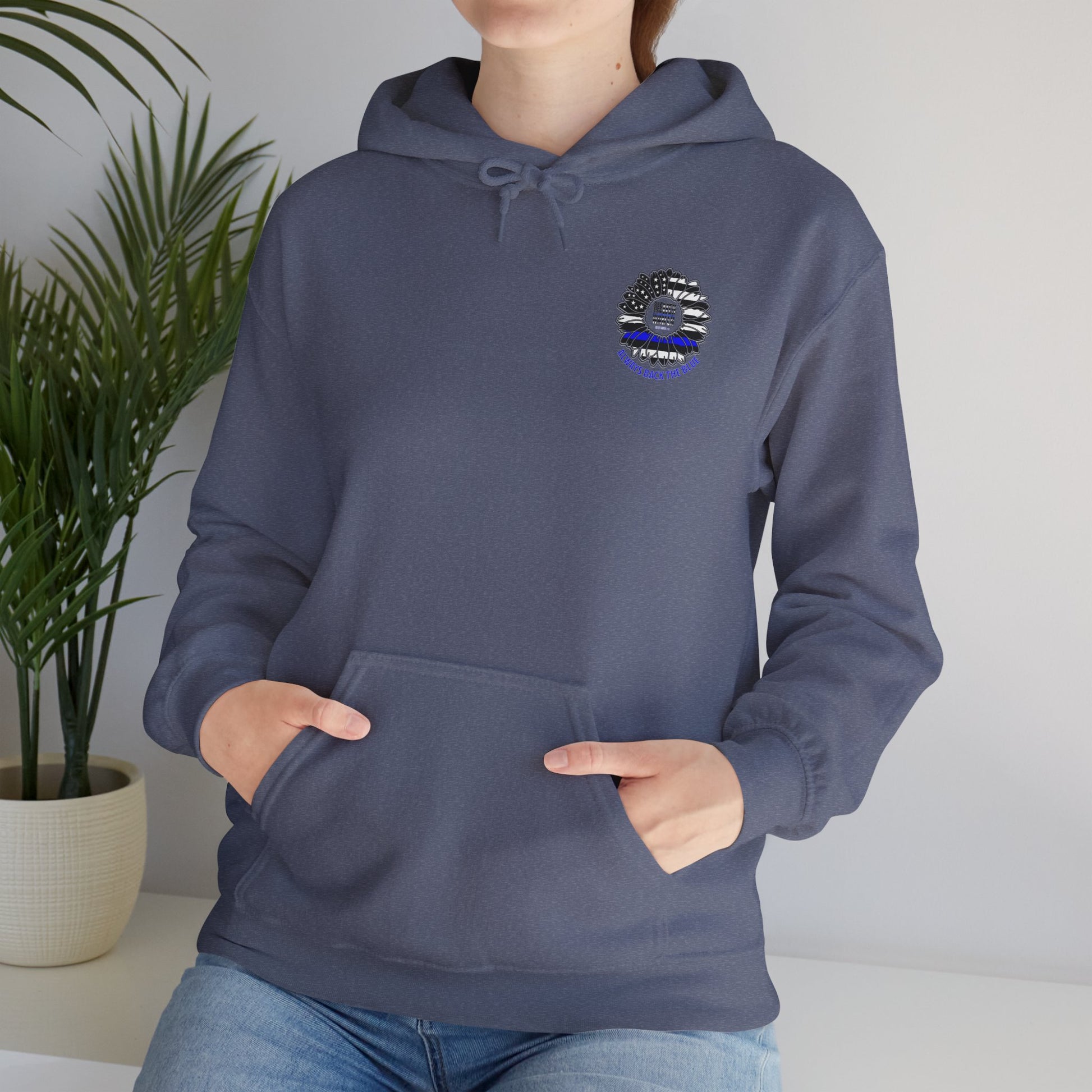 Never Waver Always Back the Blue Hooded Sweatshirt - Unisex Heavy Blend™ - Never Waver