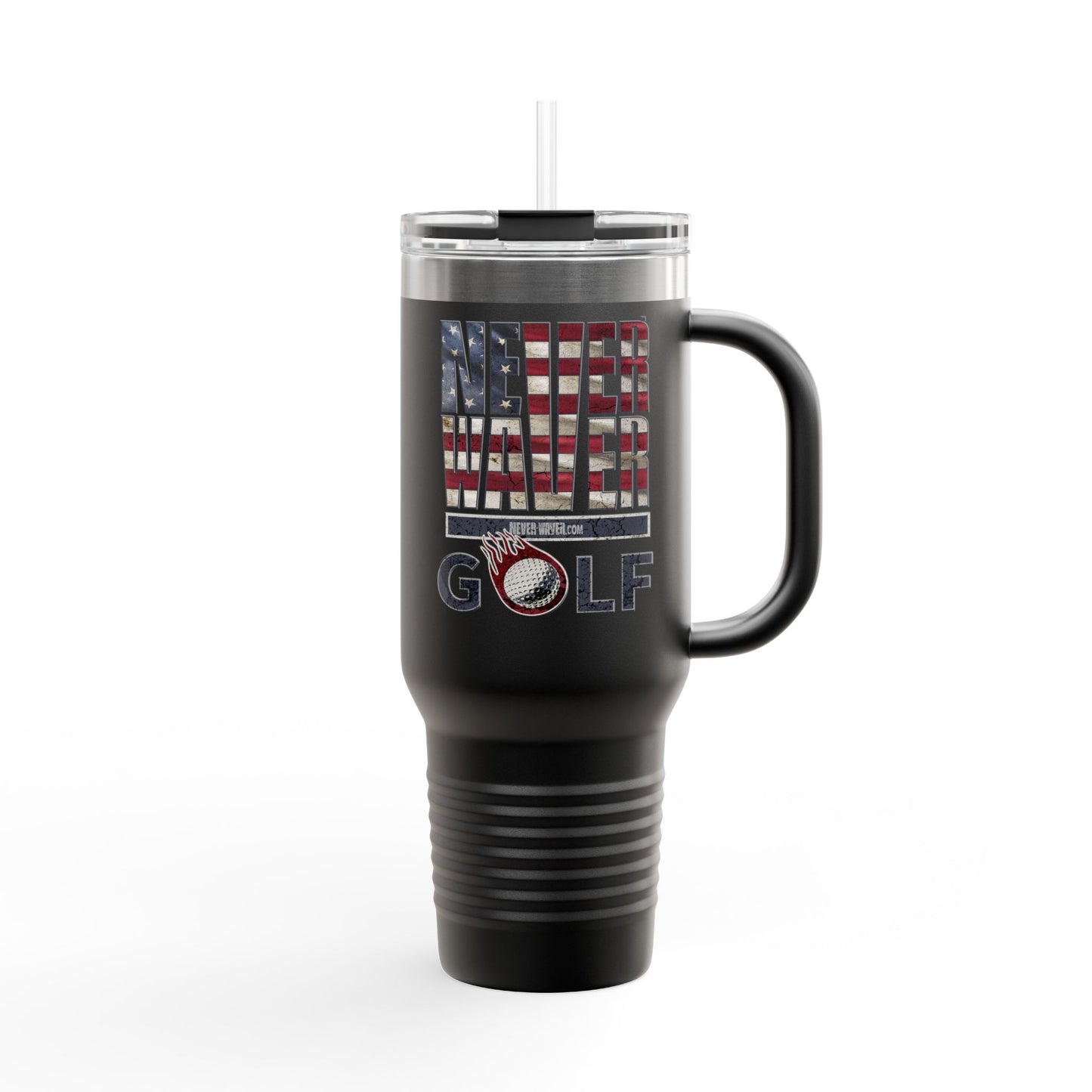 Insulated Travel Mug - "Never Waver Golf" - 40oz Sporty Drinkware - Never Waver