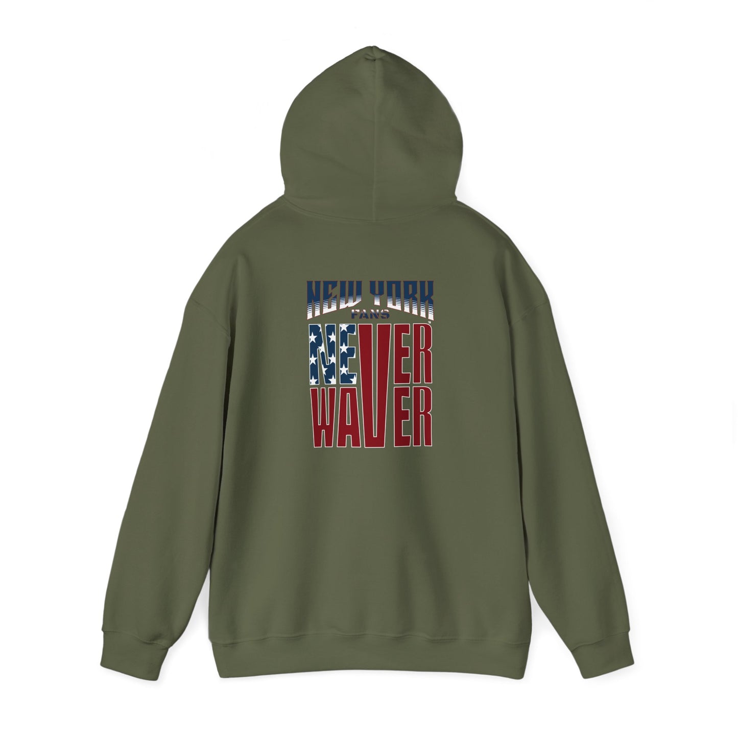 Unisex Heavy Blend™ Hoodie - 'New York Fans Never Waver' American Flag Design - Never Waver