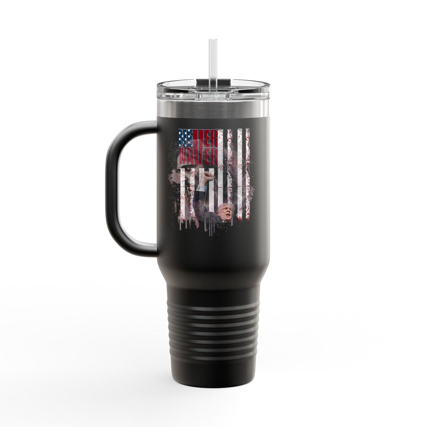 Never Waver Trump Fist Pump w Jesus Protection Insulated Travel Mug, 40oz - Never Waver