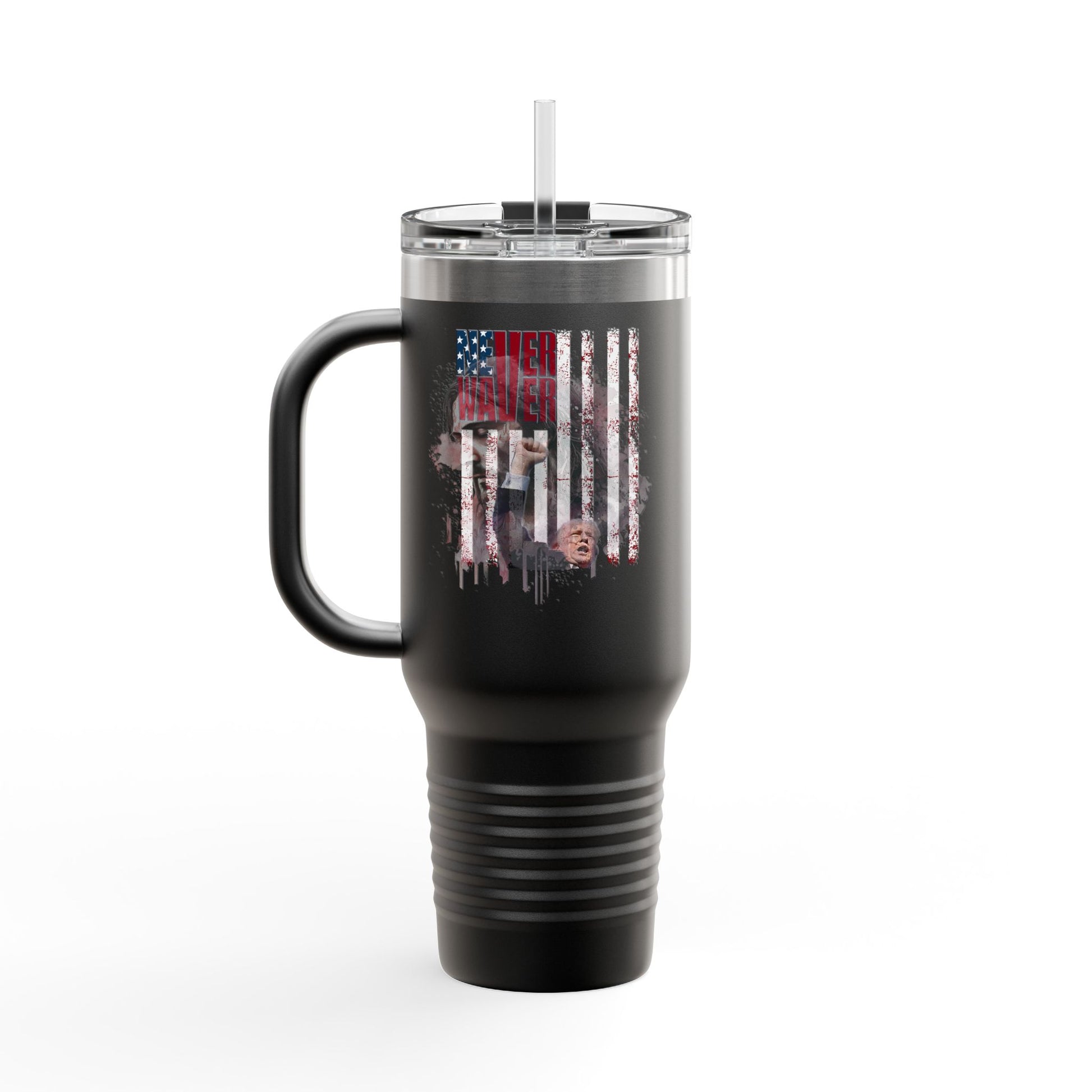 Never Waver Trump Fist Pump w Jesus Protection Insulated Travel Mug, 40oz - Never Waver
