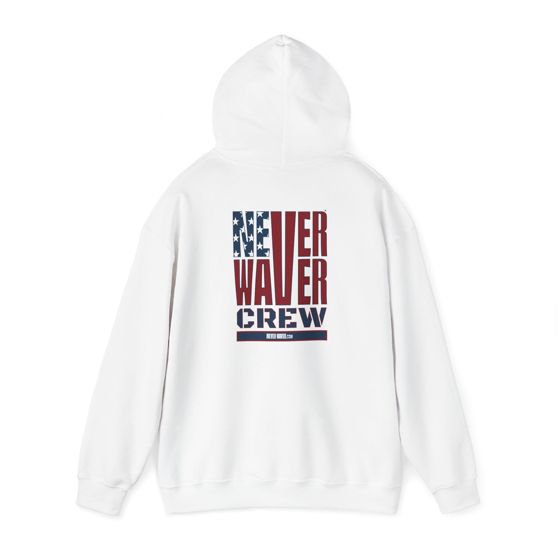 Unisex Heavy Blend™ Hooded Sweatshirt - Never Waver Crew with  American Flag Design - Never Waver