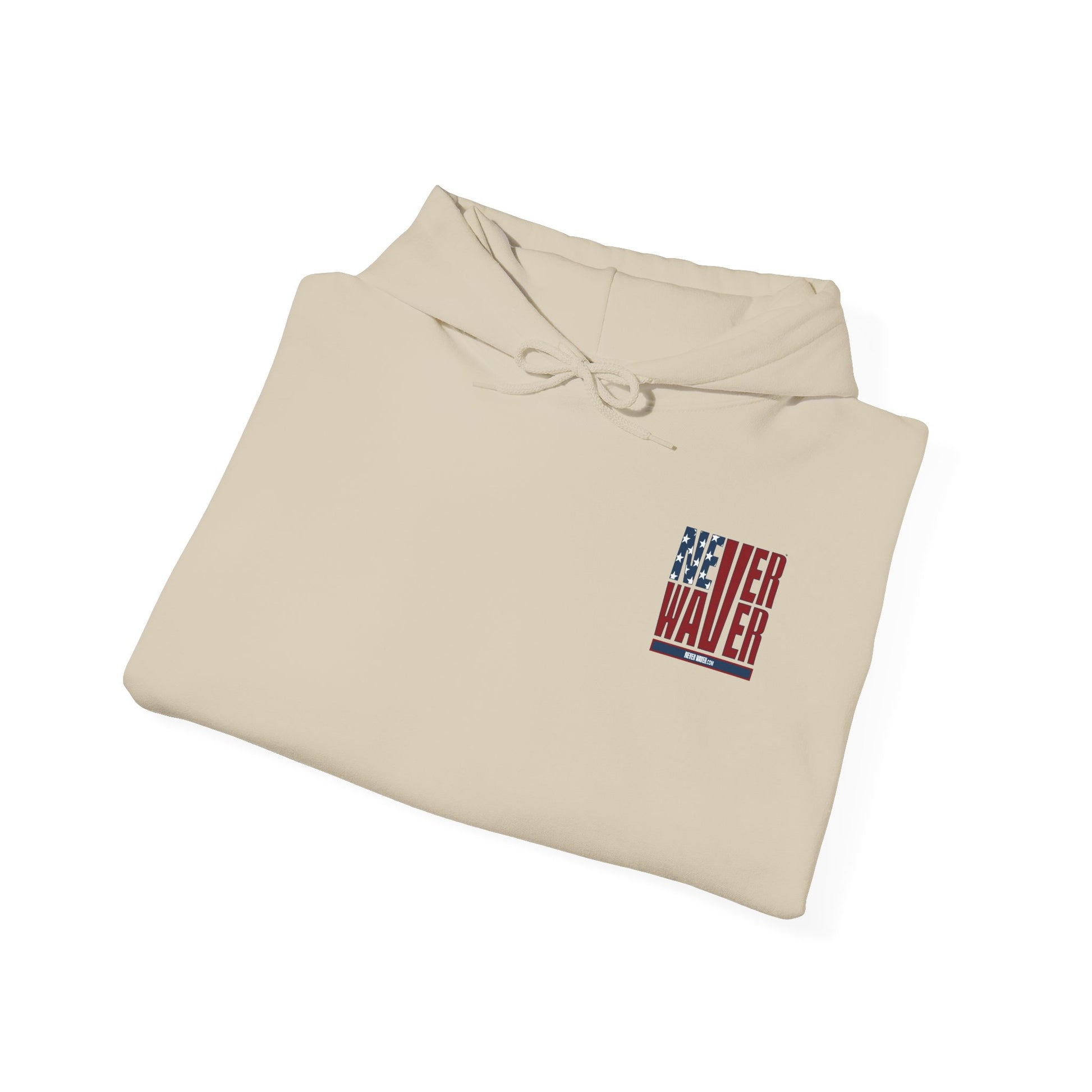 Unisex Heavy Blend™ Hooded Sweatshirt - Never Waver Crew with  American Flag Design - Never Waver