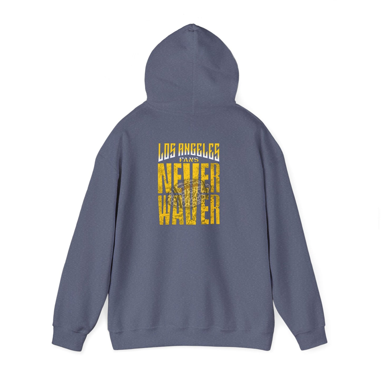Los Angeles Fans Never Waver w Leopard Football Unisex Heavy Blend™ Hooded Sweatshirt - Cozy, Motivational Apparel for Everyday Wear