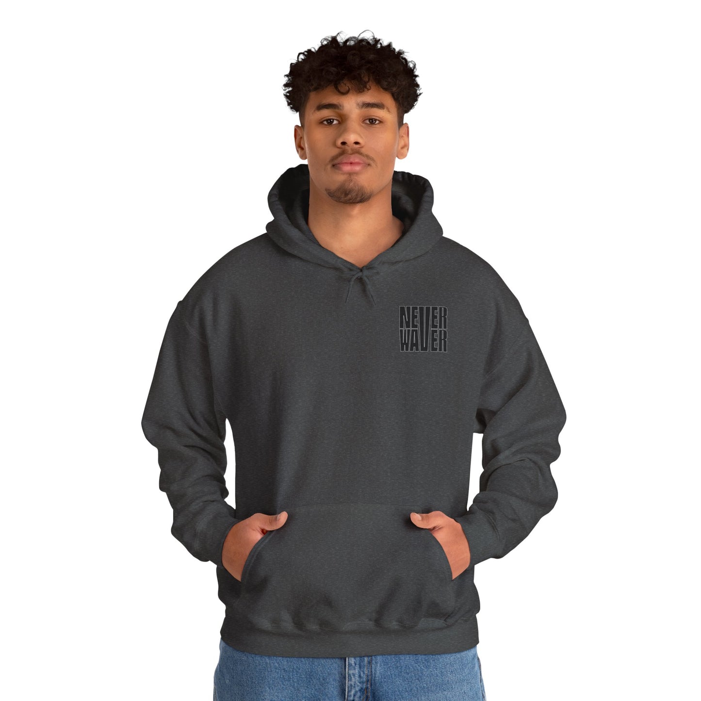 Never Waver” Jesus t-shirt might eye-catching design that reflects a steadfast faith and confidence in Christ.  Hoodie - Unisex Heavy Blend™ Sweatshirt - Never Waver
