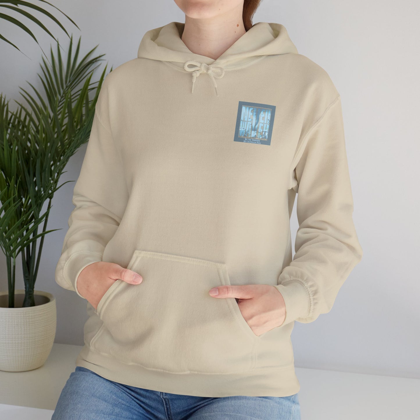 Cozy Unisex Hooded Sweatshirt - "Never Waver" Motivational Design - Never Waver
