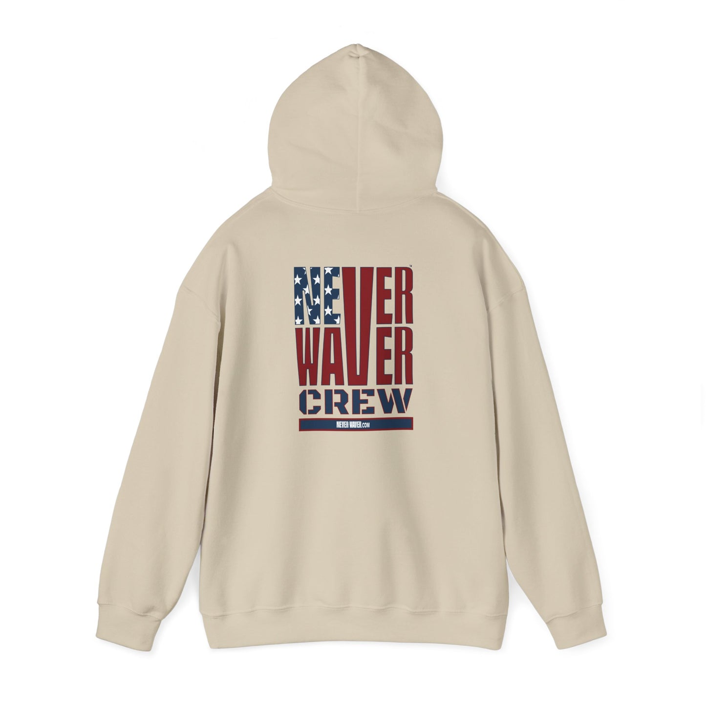 Unisex Heavy Blend™ Hooded Sweatshirt - Never Waver Crew with  American Flag Design - Never Waver