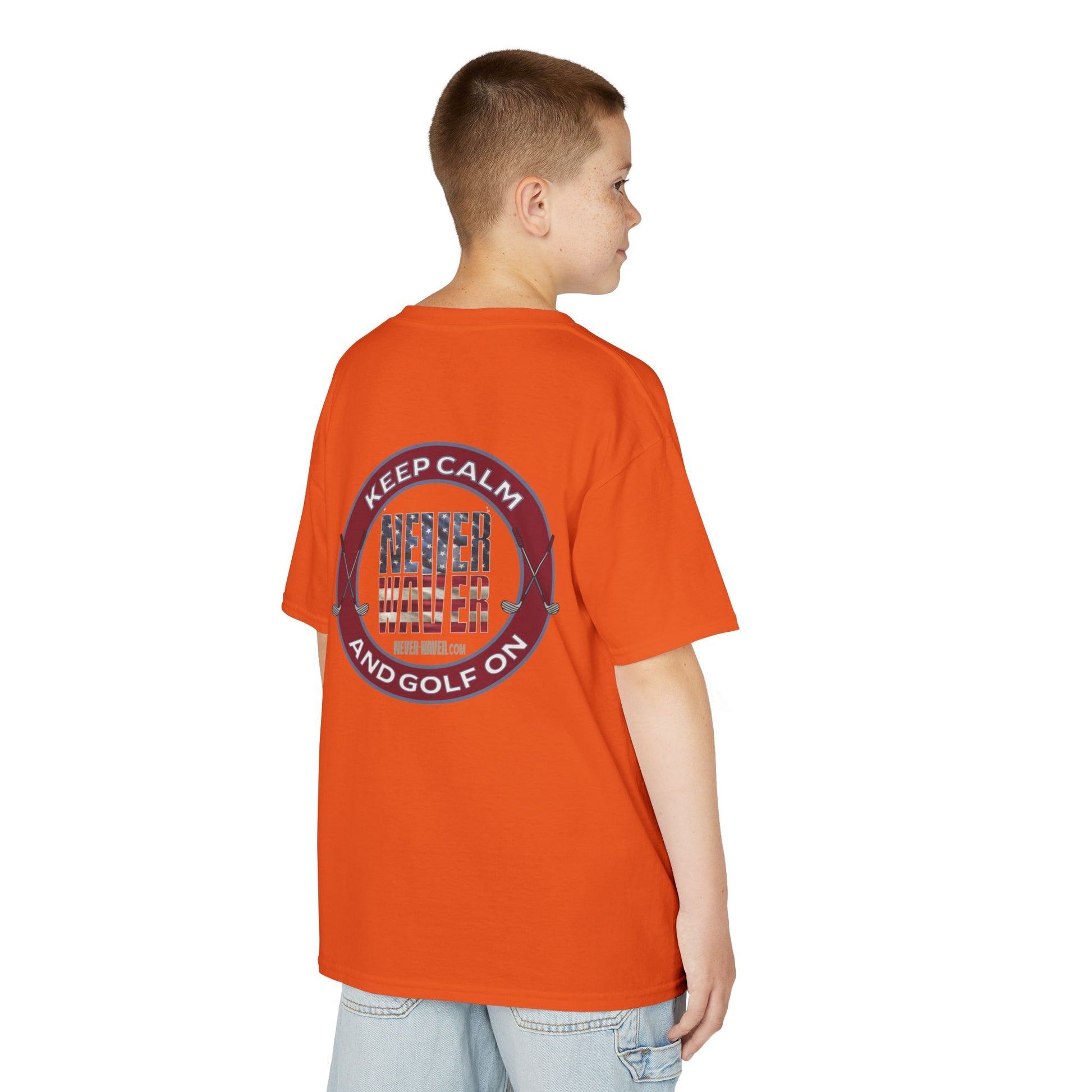 Kids Golf Tee - Keep Calm Never Waver and Golf On - Never Waver