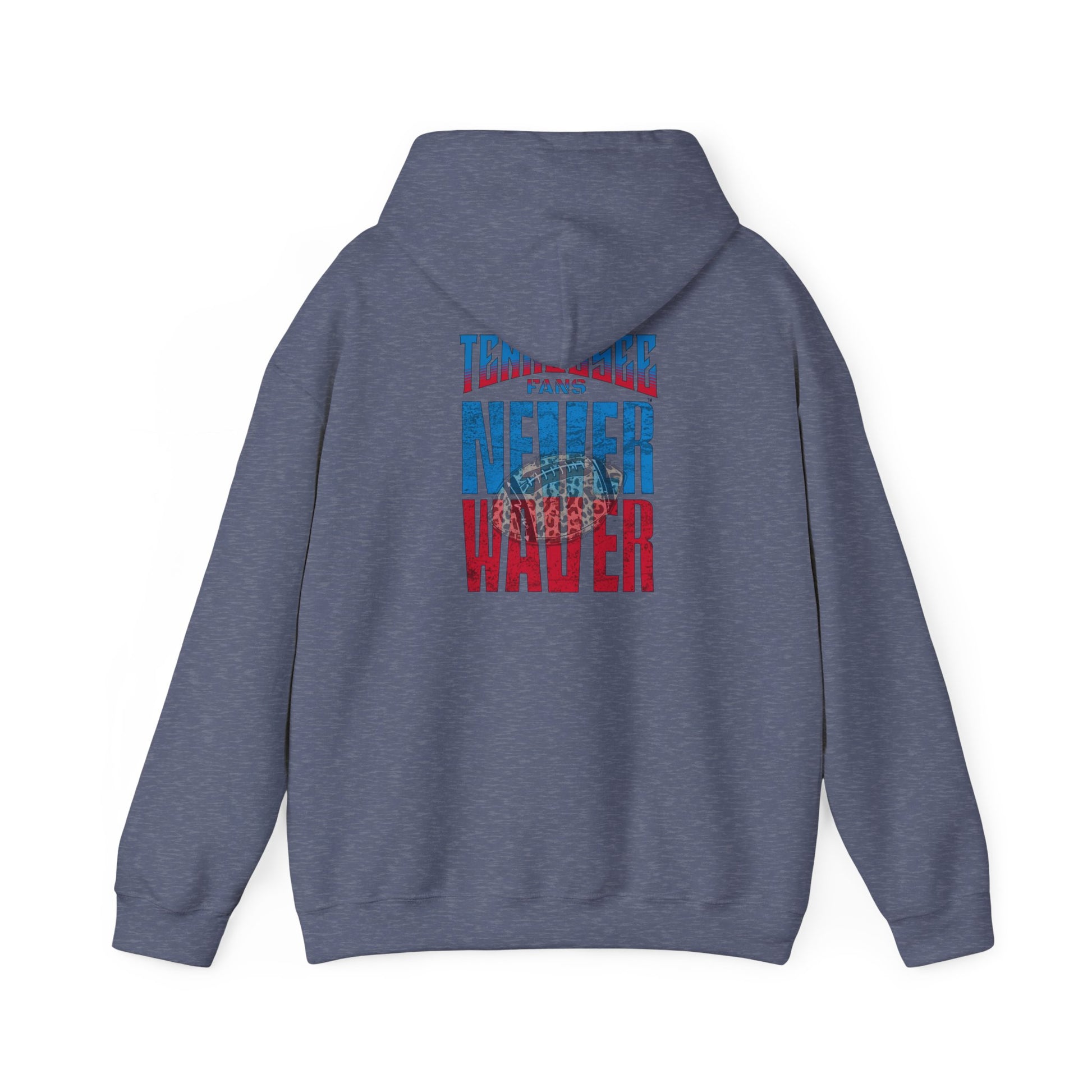 Unisex Heavy Blend™ Hooded Sweatshirt - 'Tennessee Fans Never Waver W Leopard Football' Casual Comfort for Team Fans - Never Waver