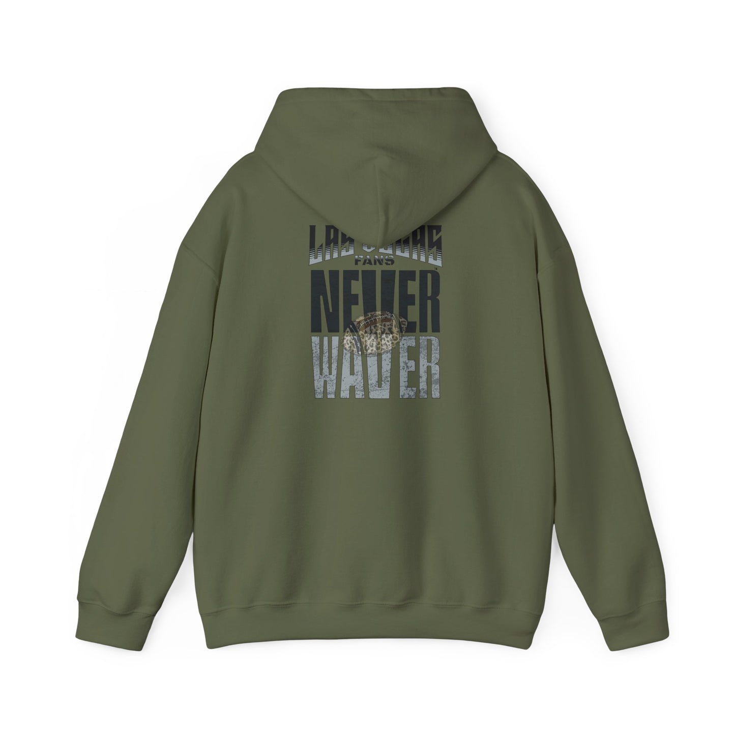 Las Vegas Fans Never Waver w Leopard Football Unisex Heavy Blend™ Hooded Sweatshirt - Cozy Oversized Style for Fans - Never Waver
