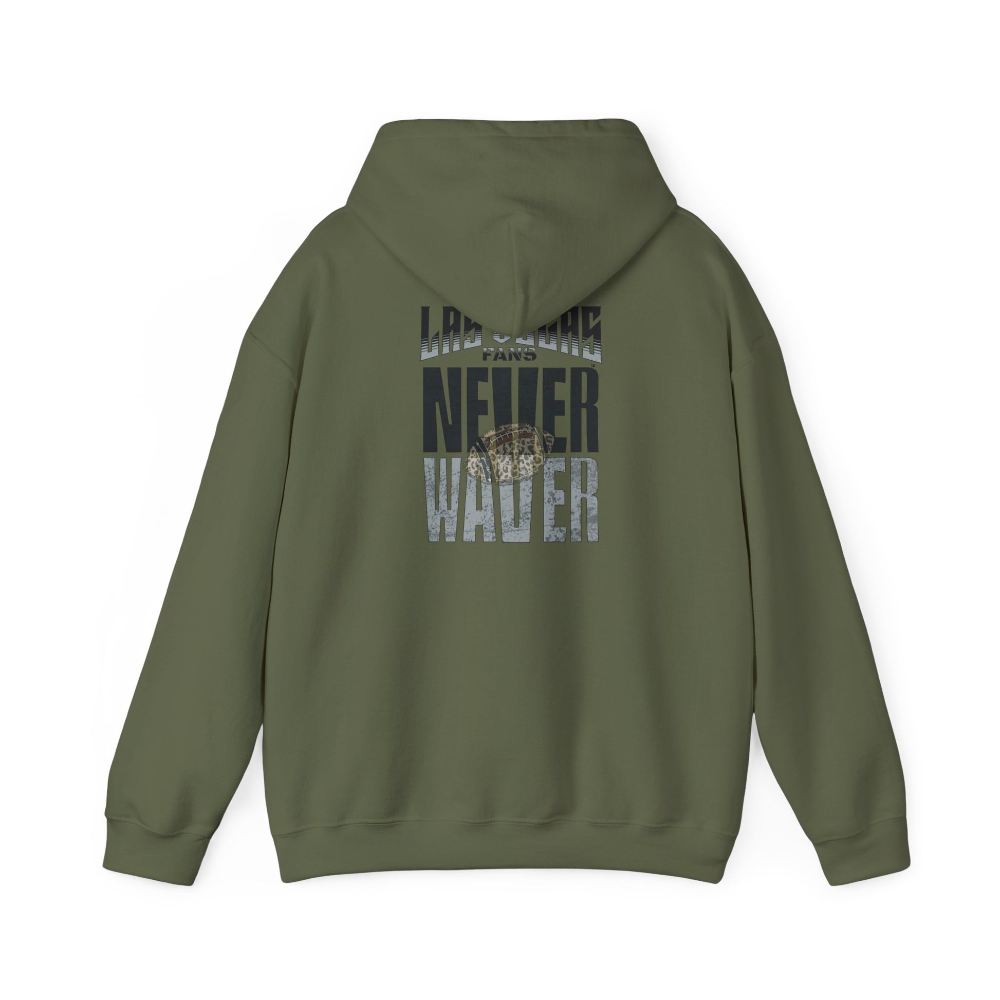 Las Vegas Fans Never Waver w Leopard Football Unisex Heavy Blend™ Hooded Sweatshirt - Cozy Oversized Style for Fans - Never Waver