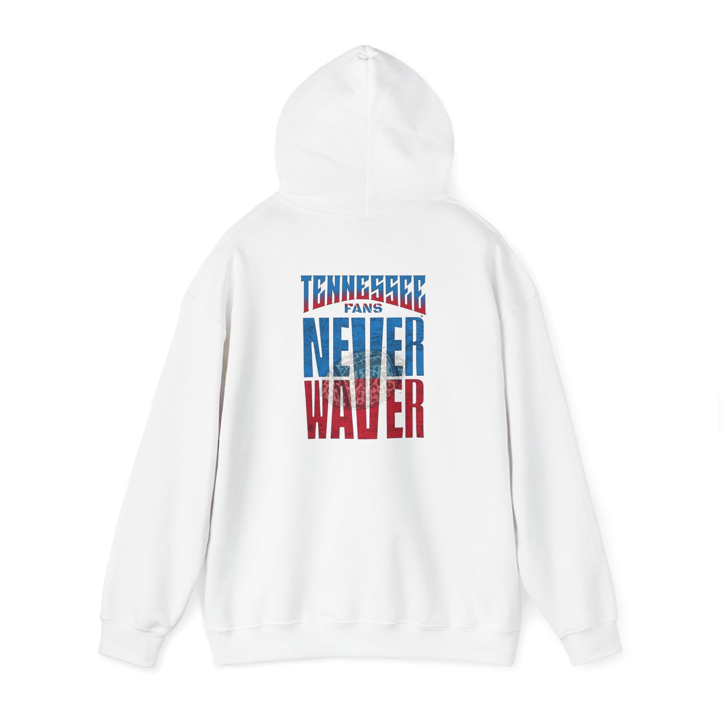Unisex Heavy Blend™ Hooded Sweatshirt - 'Tennessee Fans Never Waver W Leopard Football' Casual Comfort for Team Fans - Never Waver