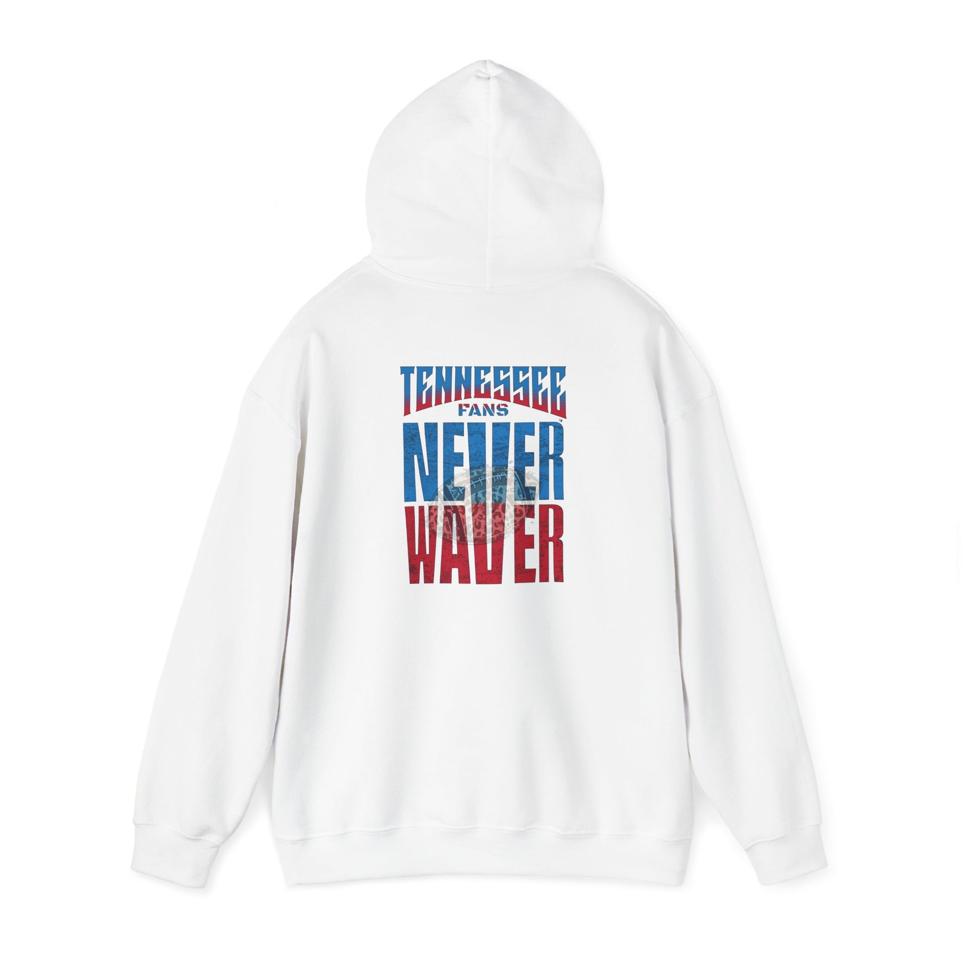Unisex Heavy Blend™ Hooded Sweatshirt - 'Tennessee Fans Never Waver W Leopard Football' Casual Comfort for Team Fans - Never Waver
