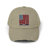 Unisex Distressed Cap - 'Never Waver' Casual Hat for Everyday Style Patriotic - Never Waver