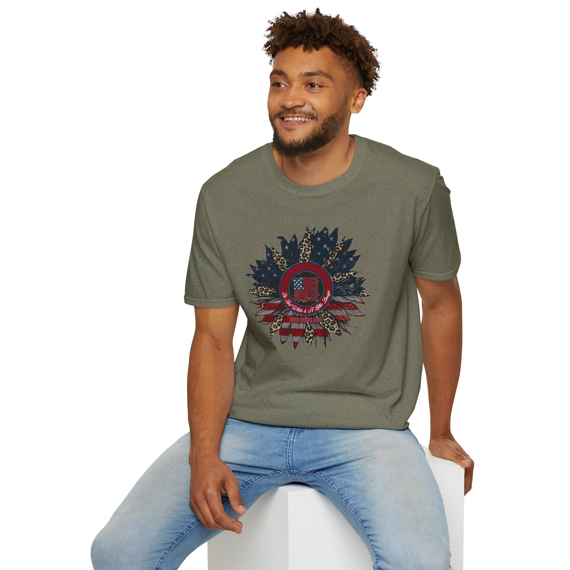 Never Waver Be Red White & a Little Bougie Unisex Softstyle T-Shirt - Never Waver
