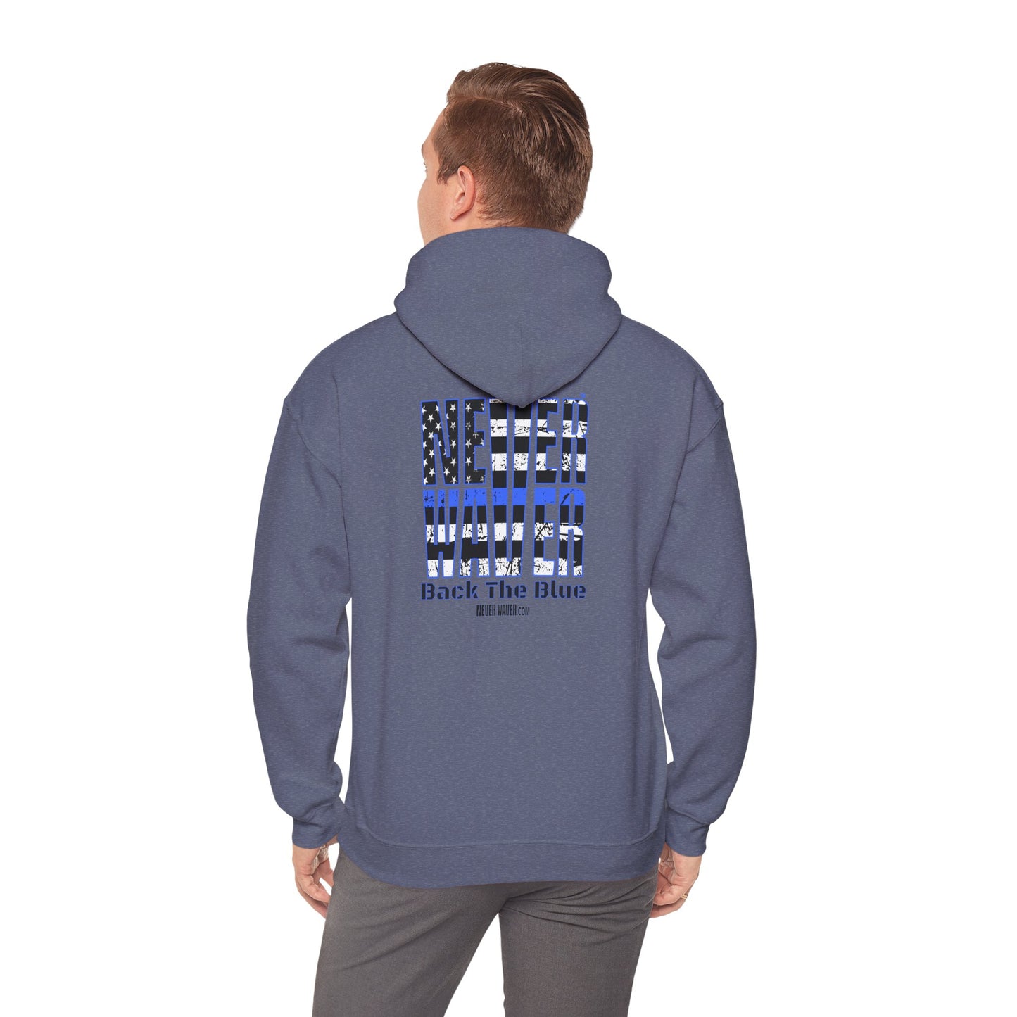 Never Waver Back The Blue Hoodie - Unisex Heavy Blend Sweatshirt - Never Waver