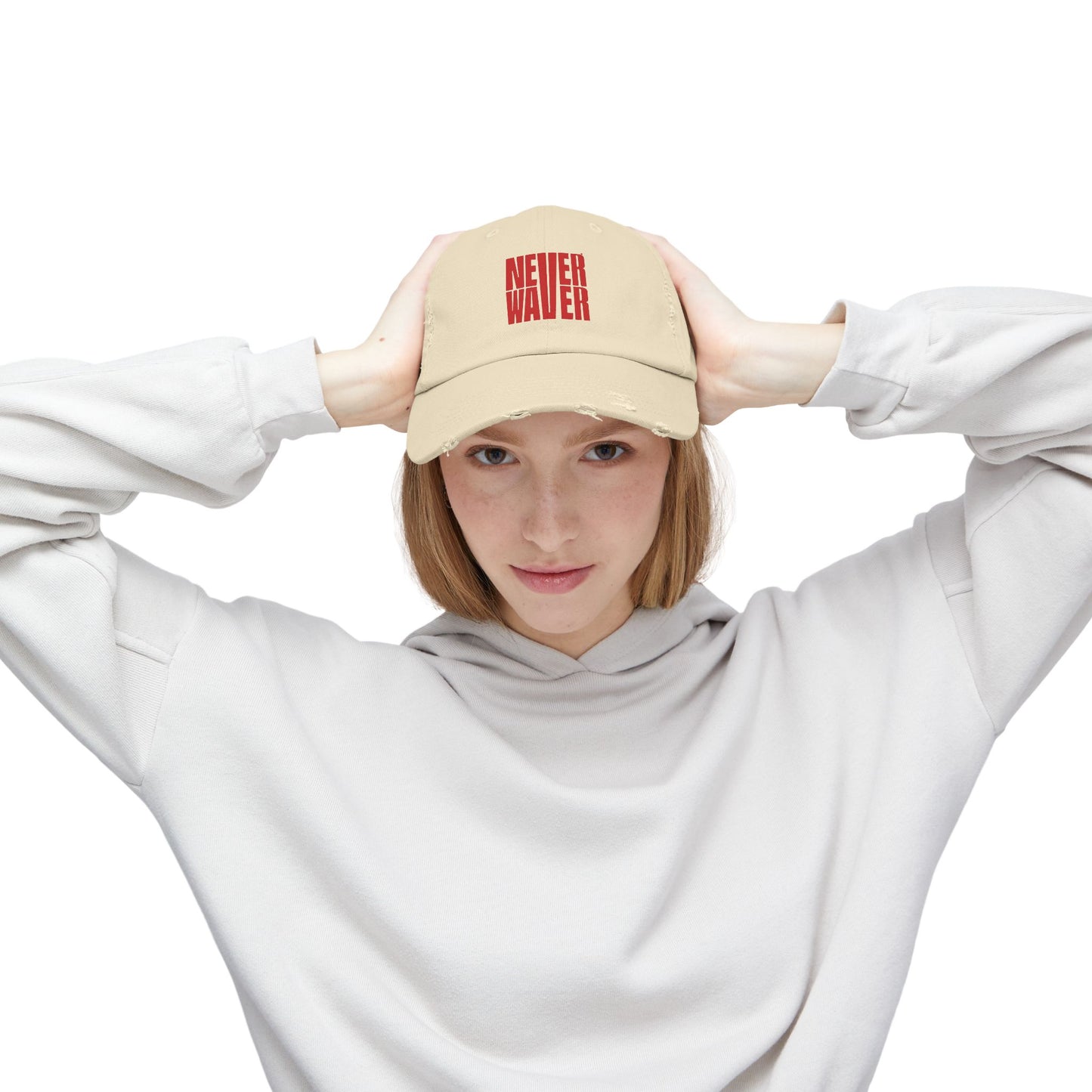 Distressed Cap - Never Waver Statement Hat for Everyday Style