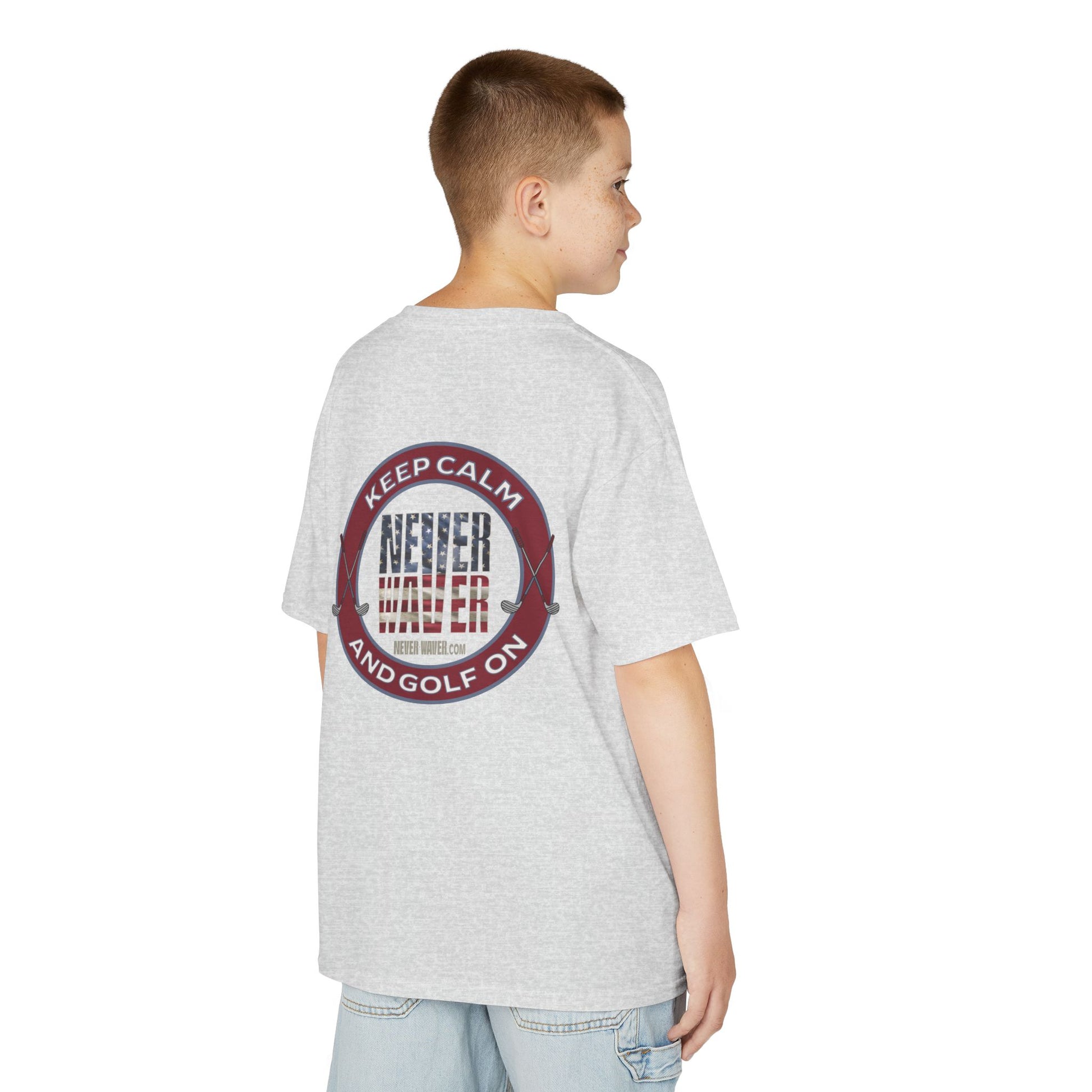 Kids Golf Tee - Keep Calm Never Waver and Golf On - Never Waver