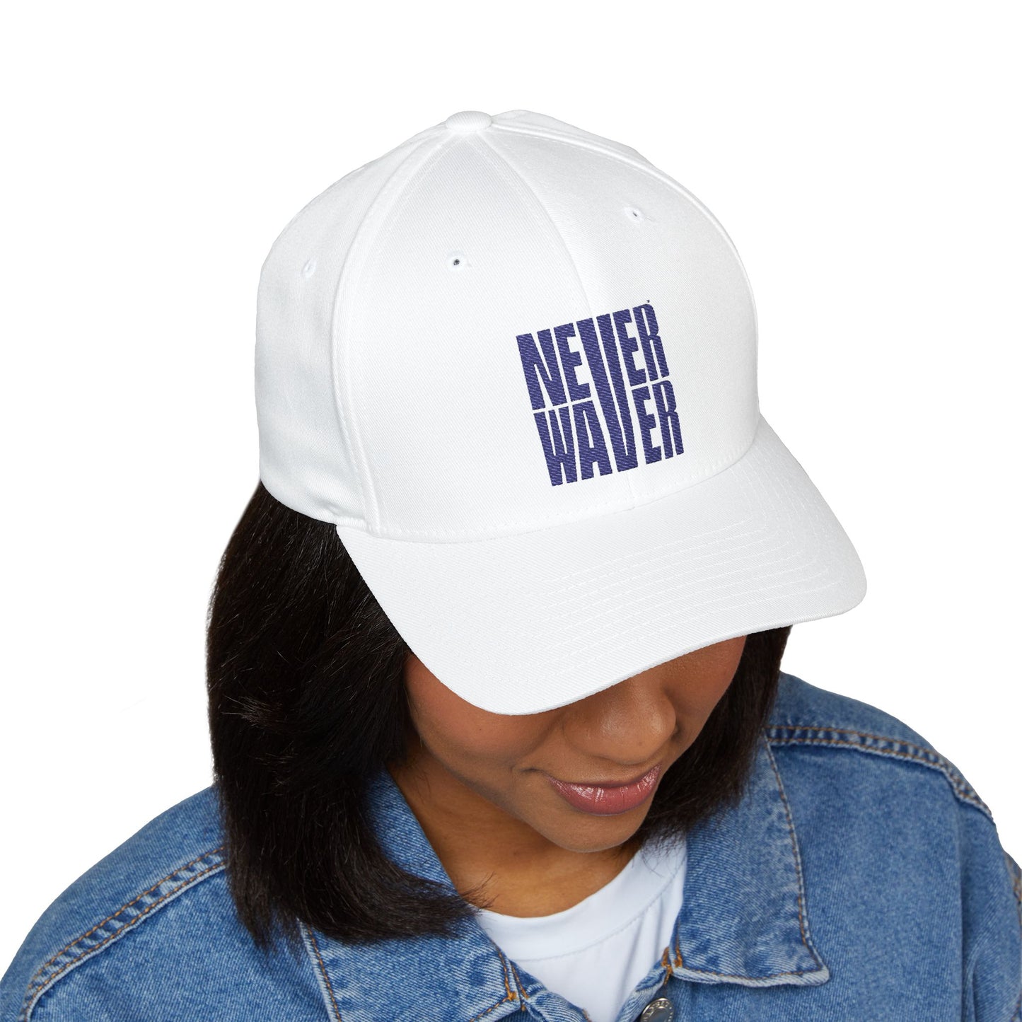 Never Waver Embroidered Cap - Motivational Closed-Back Hat