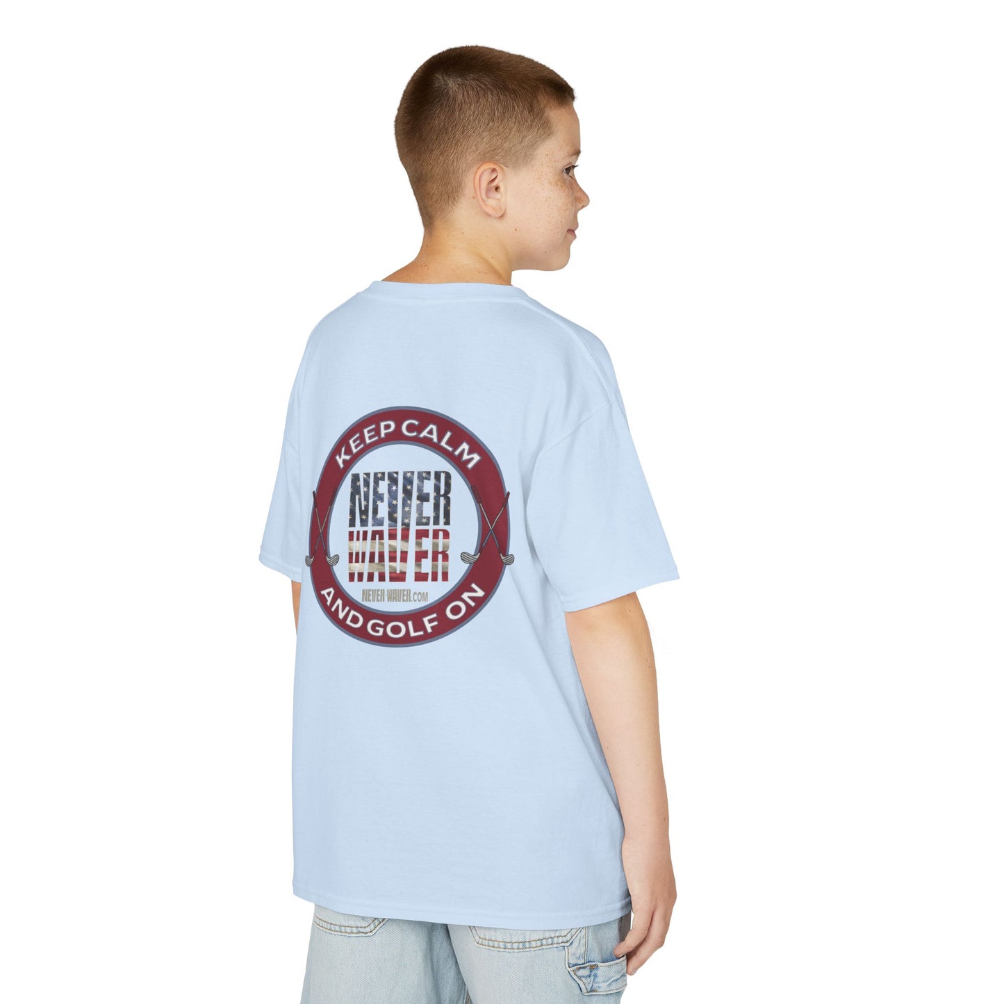 Kids Golf Tee - Keep Calm Never Waver and Golf On - Never Waver