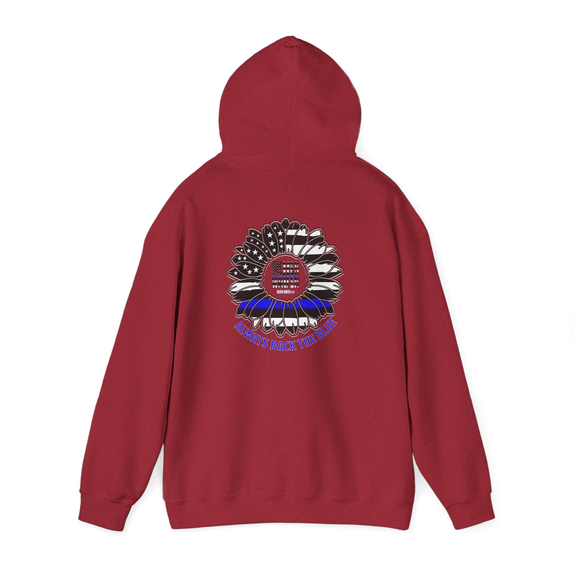 Never Waver Always Back the Blue Hooded Sweatshirt - Unisex Heavy Blend™ - Never Waver