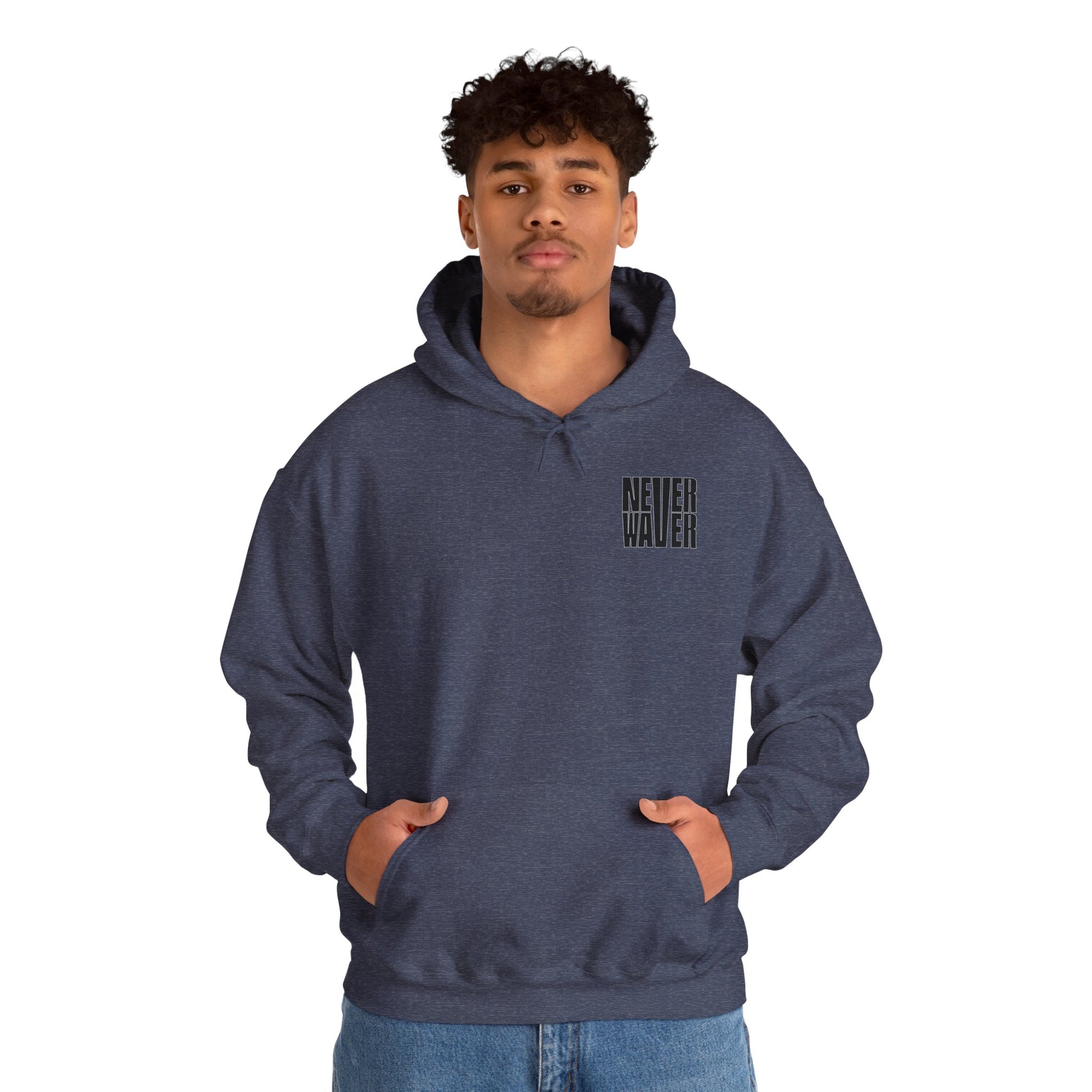 Never Waver” Jesus t-shirt might eye-catching design that reflects a steadfast faith and confidence in Christ.  Hoodie - Unisex Heavy Blend™ Sweatshirt - Never Waver