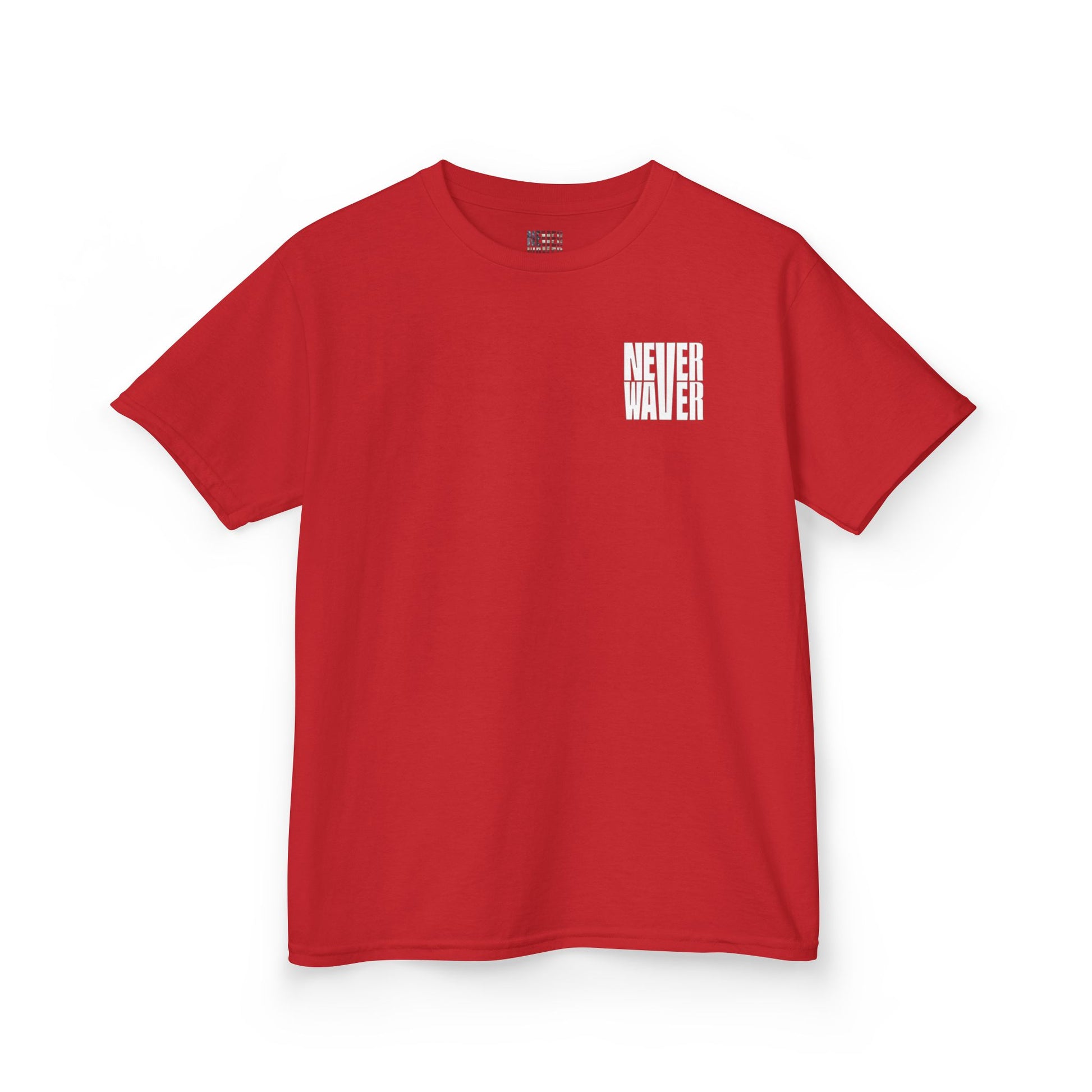 Kids Golf Tee -Never Waver” Jesus a bold, eye-catching design that reflects a steadfast faith and confidence in Christ. - Never Waver