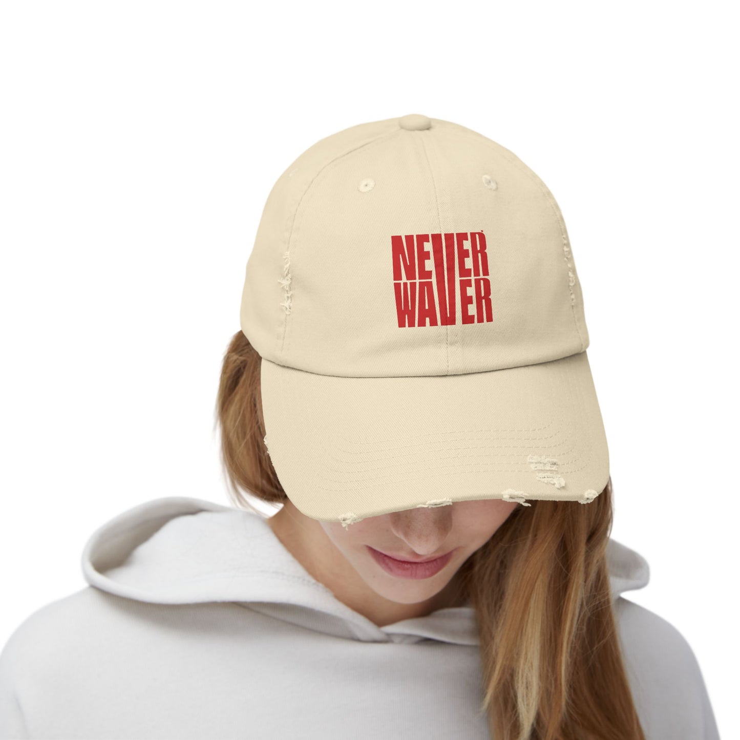 Distressed Cap - Never Waver Statement Hat for Everyday Style
