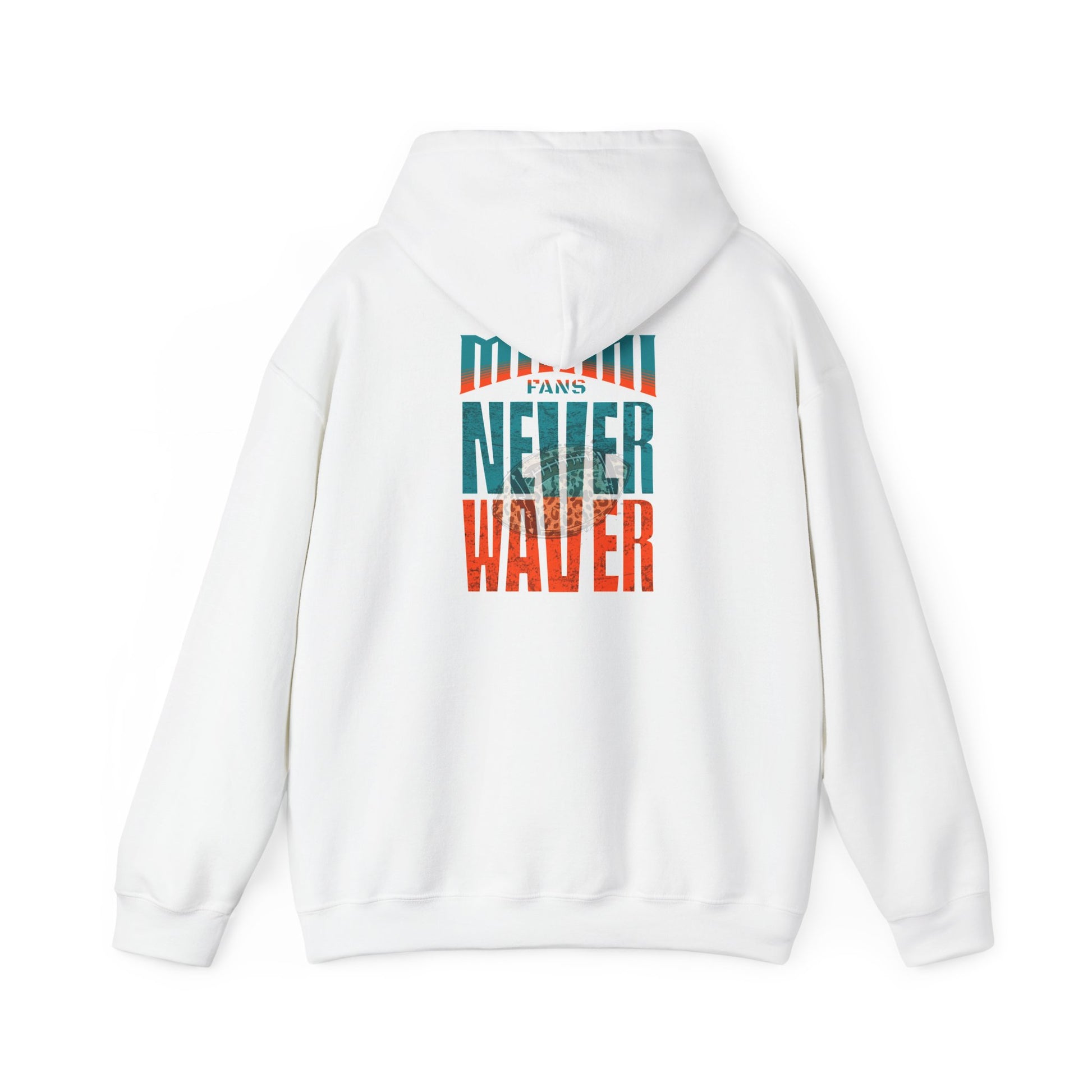 Unisex Heavy Blend™ Hooded Sweatshirt -Miami Fans  NEVER WAVER w Leopard Football | Cozy Streetwear for Every Day - Never Waver