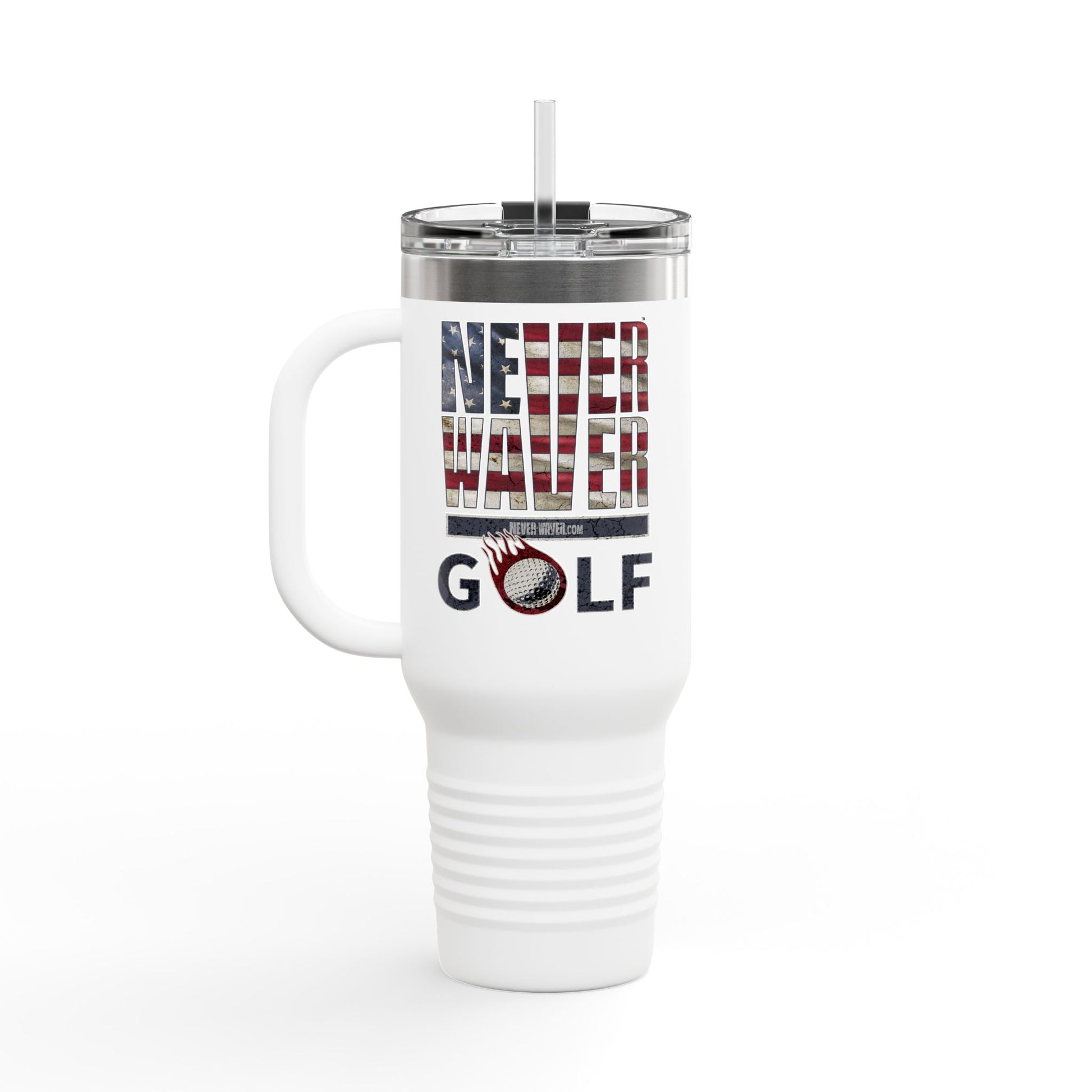 Insulated Travel Mug - "Never Waver Golf" - 40oz Sporty Drinkware - Never Waver