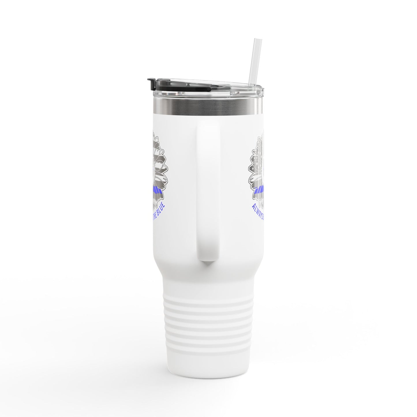 True Americans Never Waver They Always Back The Blue   Insulated Travel Mug, 40oz - Never Waver