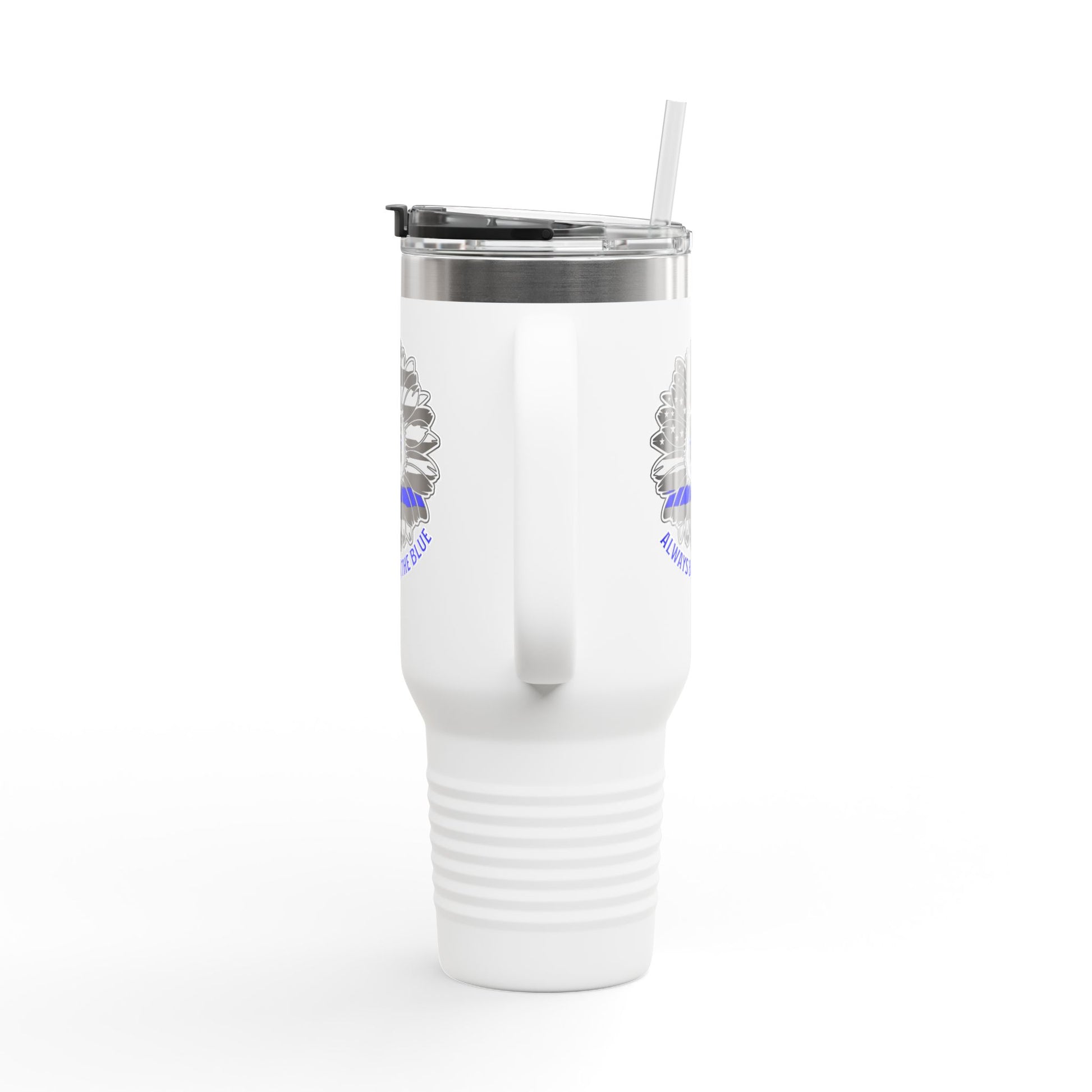 True Americans Never Waver They Always Back The Blue   Insulated Travel Mug, 40oz - Never Waver