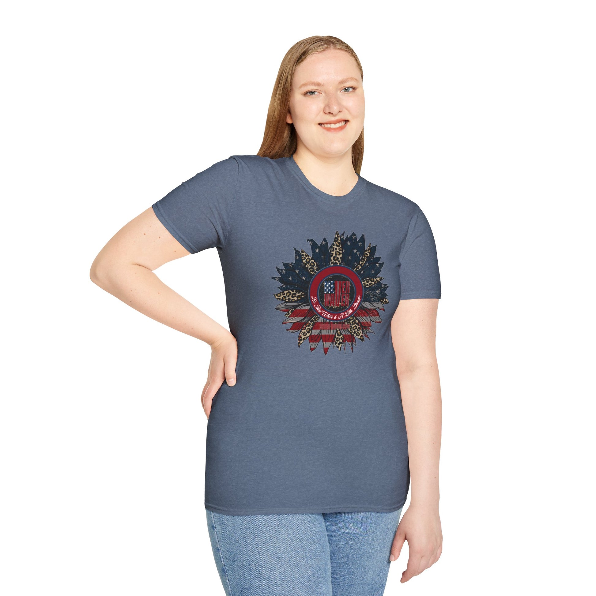 Never Waver Be Red White & a Little Bougie Unisex Softstyle T-Shirt - Never Waver
