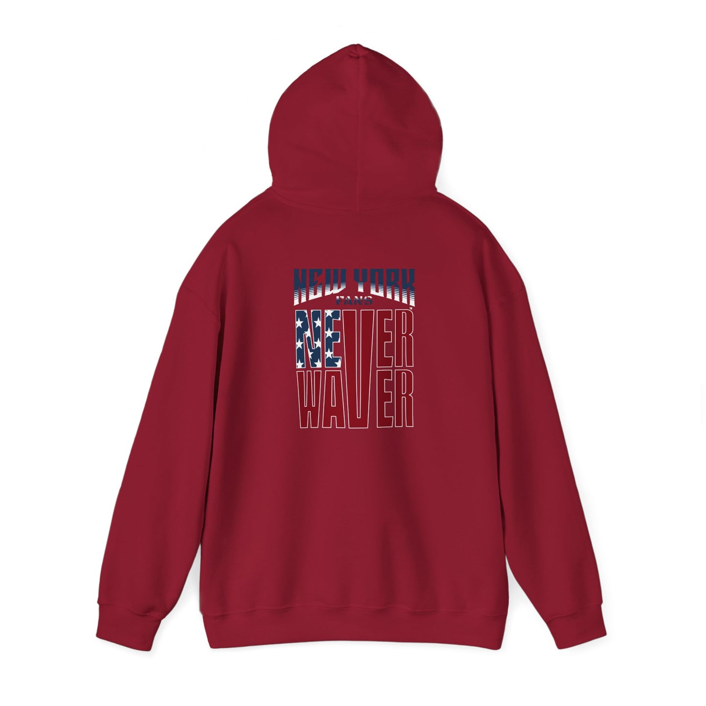 Unisex Heavy Blend™ Hoodie - 'New York Fans Never Waver' American Flag Design - Never Waver