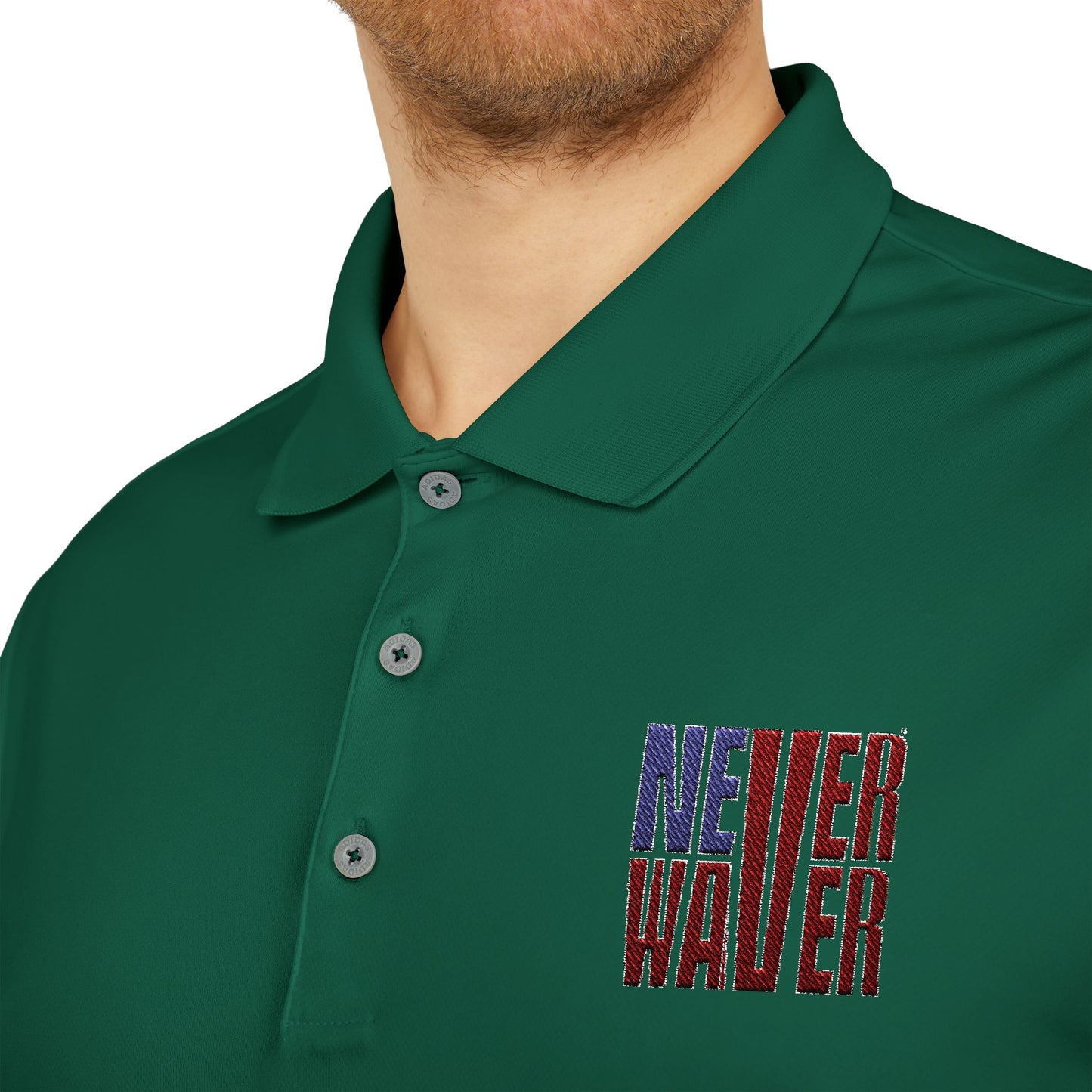 Never Waver Embroidered adidas Unisex Performance Polo - Never Waver